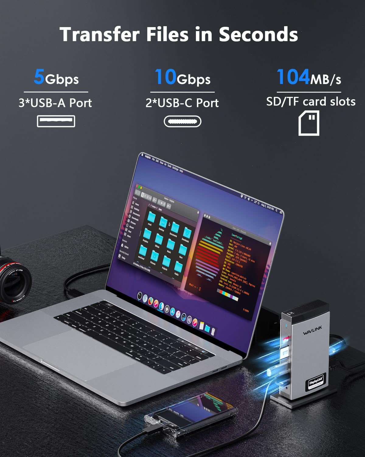 Thumbnail 5 de WAVLINK DisplayLink USB-C Laptop Docking Station with 3 HDMI Triple Display (4K+Dual 2K) and 100W Charging