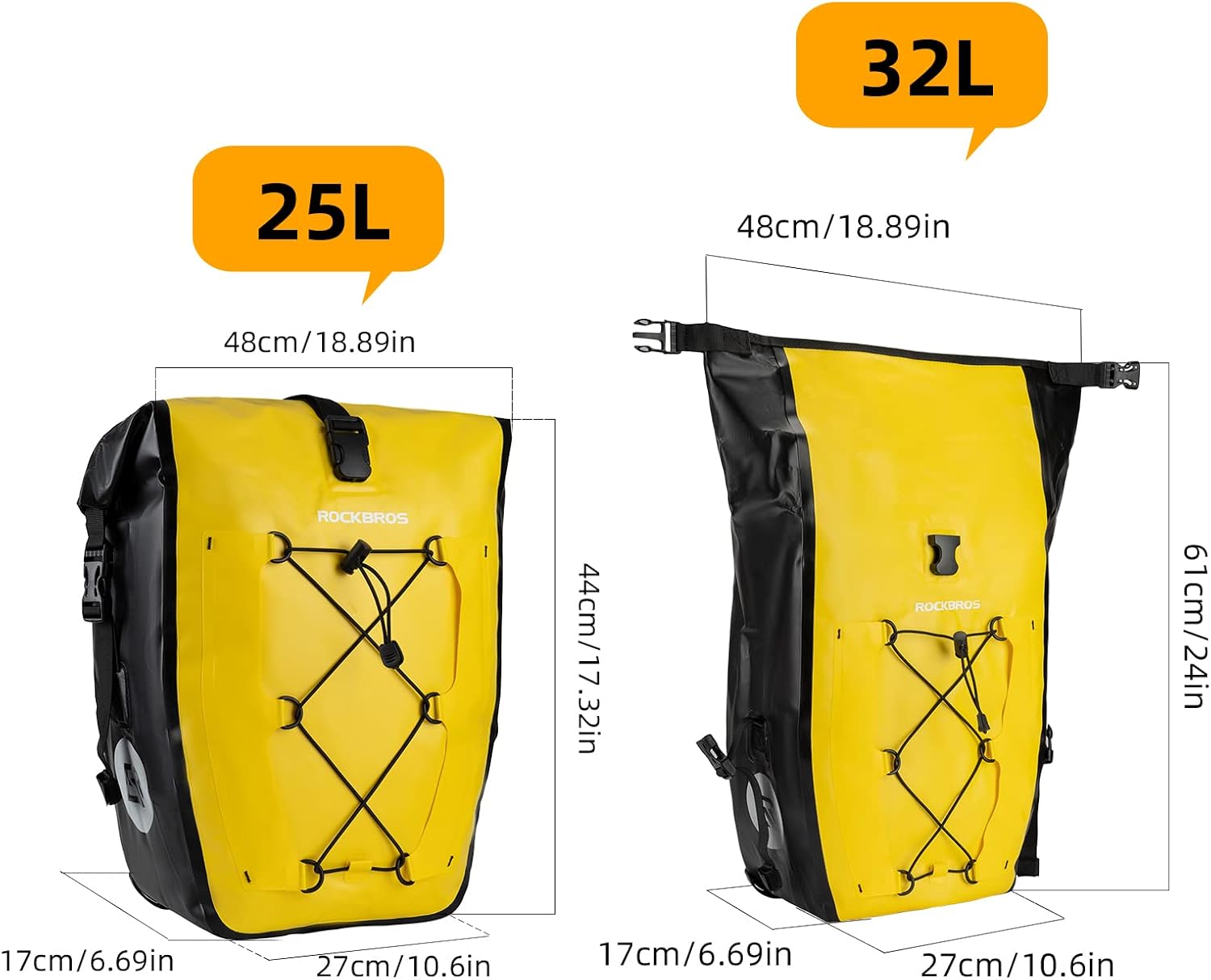 Thumbnail 6 de Rockbros Pannier Rack Bag (25L–32L) – 100% Waterproof rear bike rack pannier bag