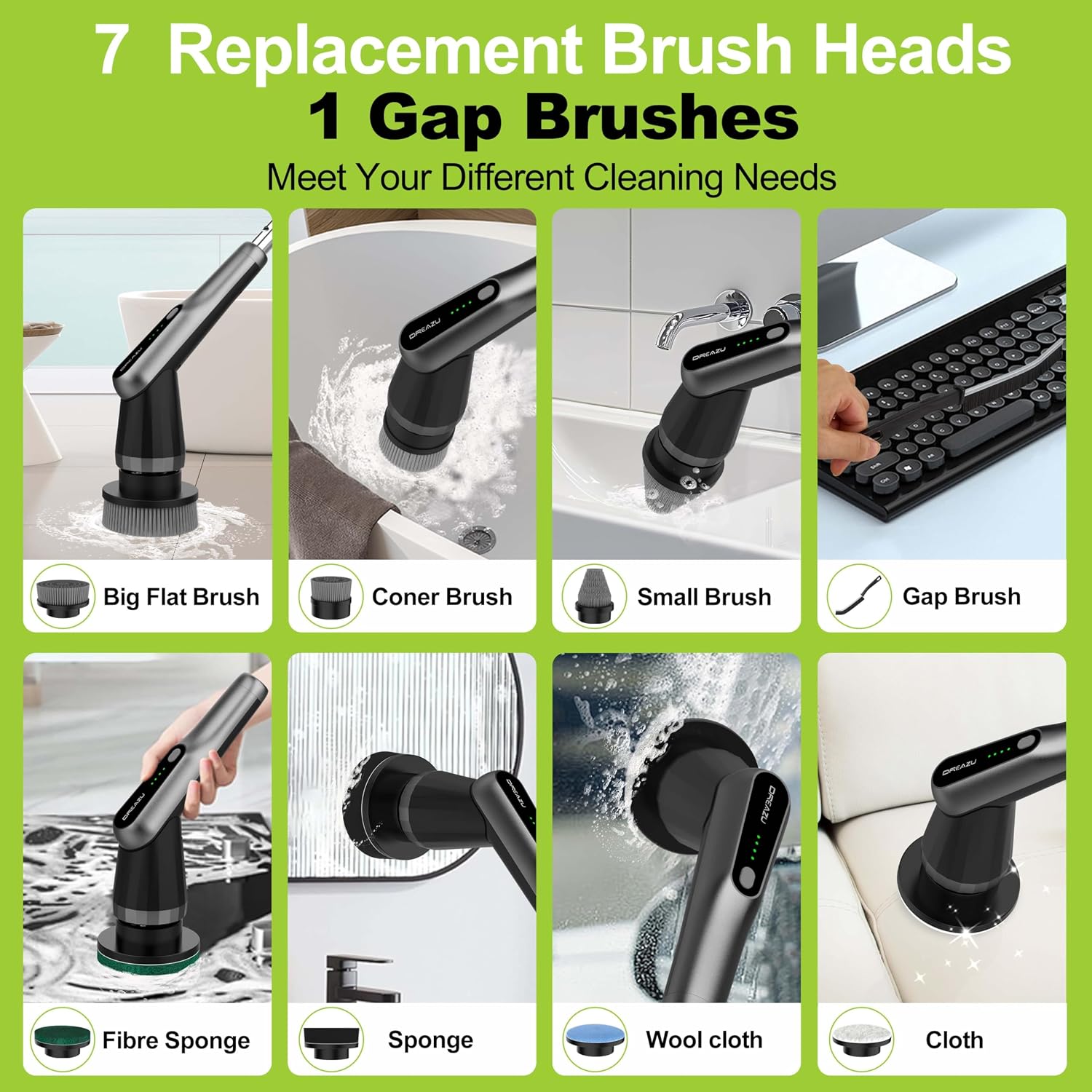 Detalle de Dreazu G2 Electric Spin Scrubber with Extendable Handle and 2 Speeds