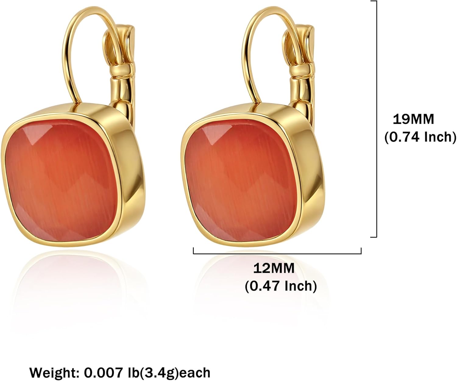 Thumbnail 6 de Bunte Kristall baumeln Tropfen Ohrringe – 18 Karat vergoldete zierliche Huggie Hoops mit quadratischer Vintage-Optik