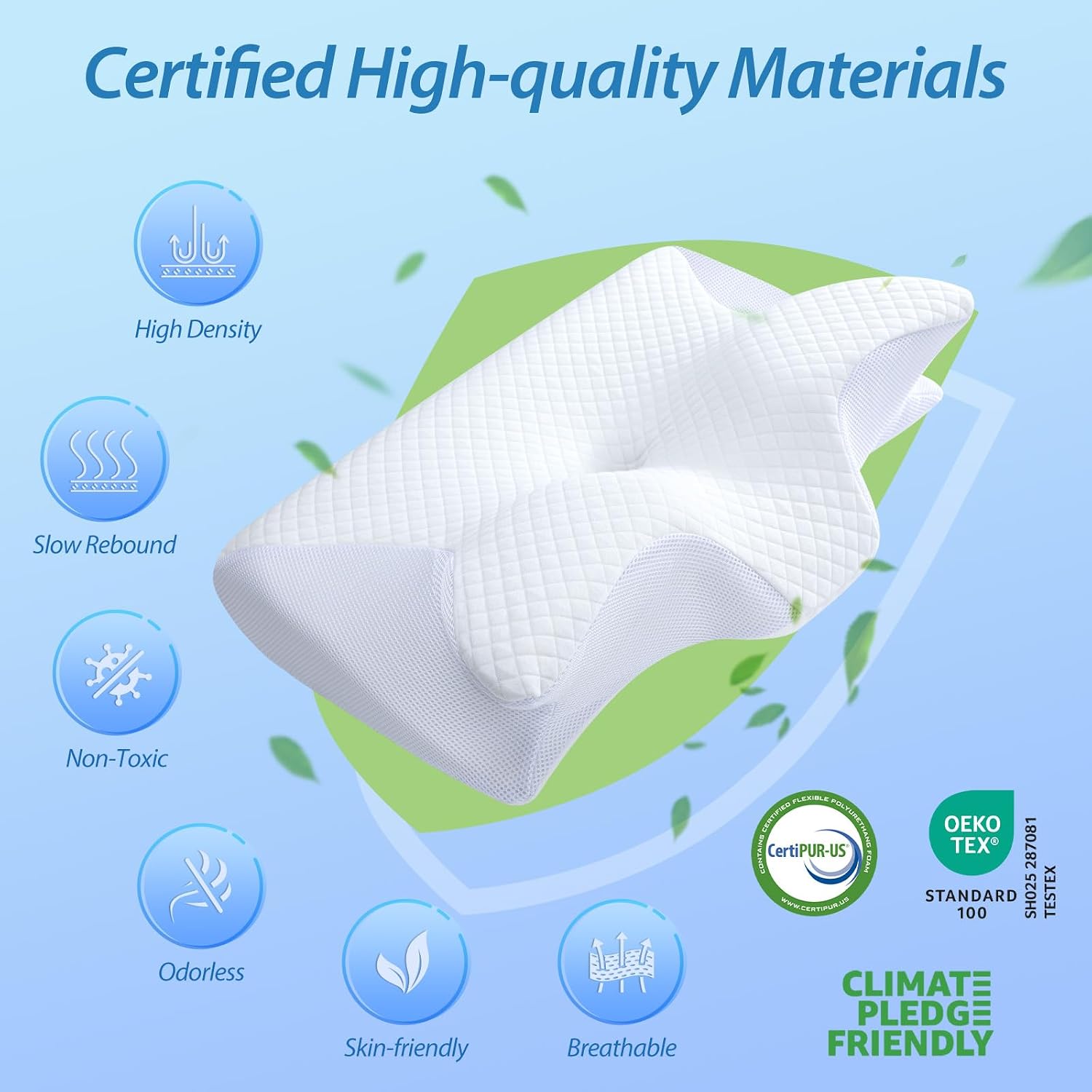 Thumbnail 4 de HOMCA PL02 Memory Foam Cervical Pillow, Two-Sided Design, Arm Grooves