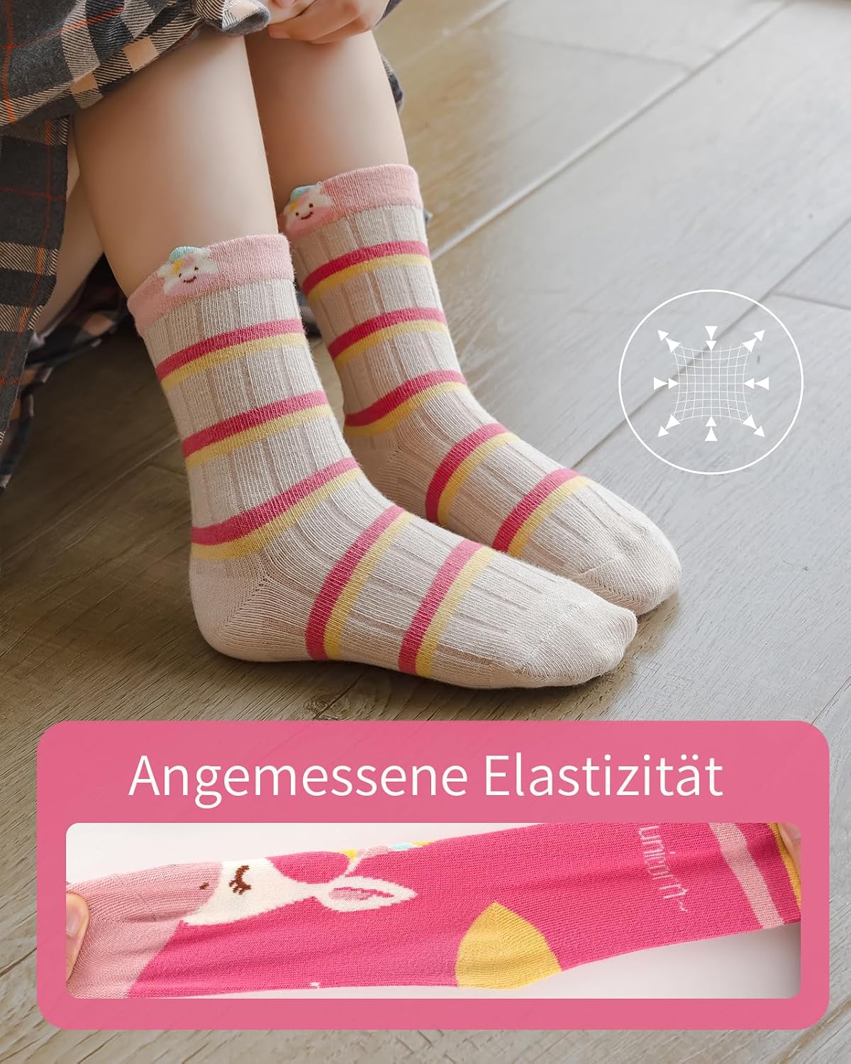Detalle 2 de Kyopp 5 Paar Stoppersocken für Kinder aus Baumwolle (25–37 EU) mit Tiermotiven und ABS Anti-Rutsch