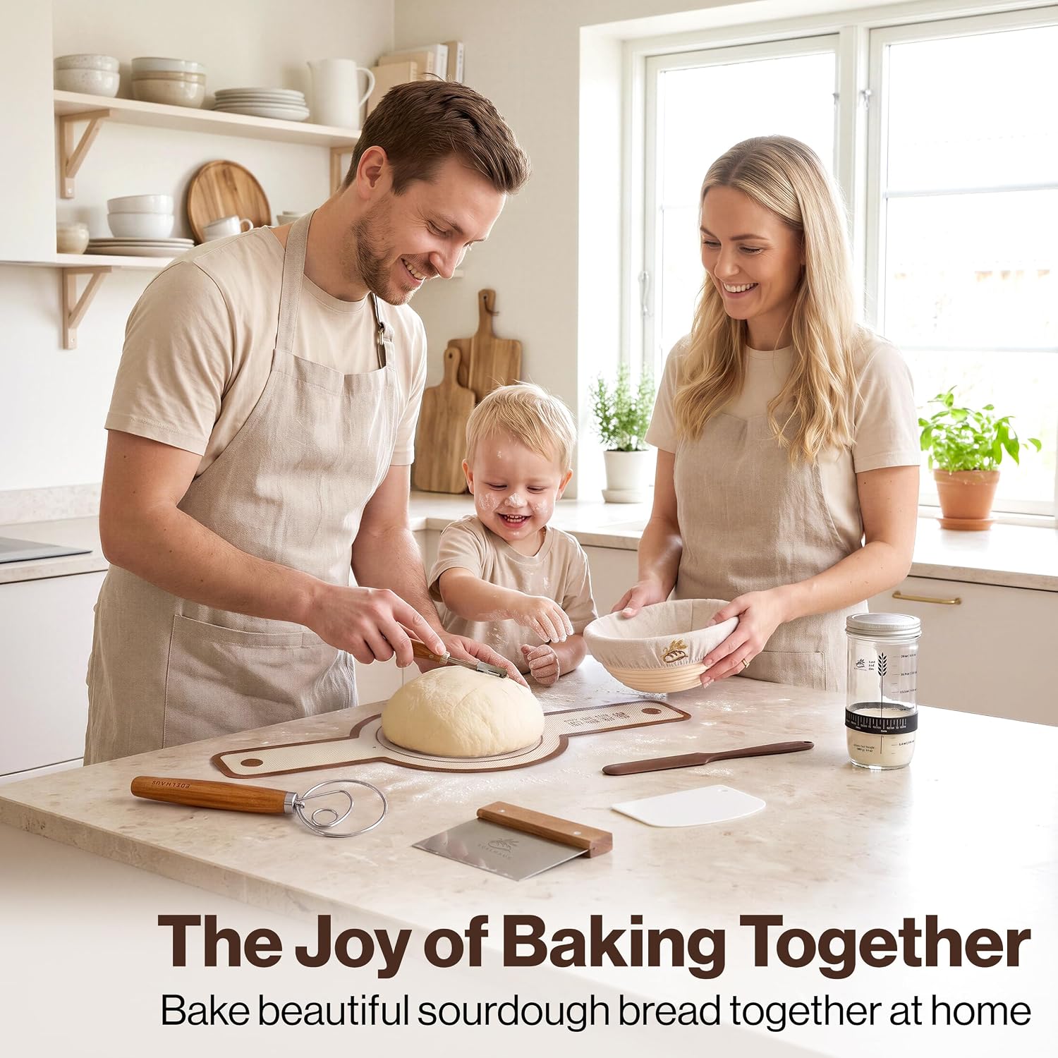 Detalle 1 de EDELHAUS Sourdough Starter Kit with Rattan Banneton