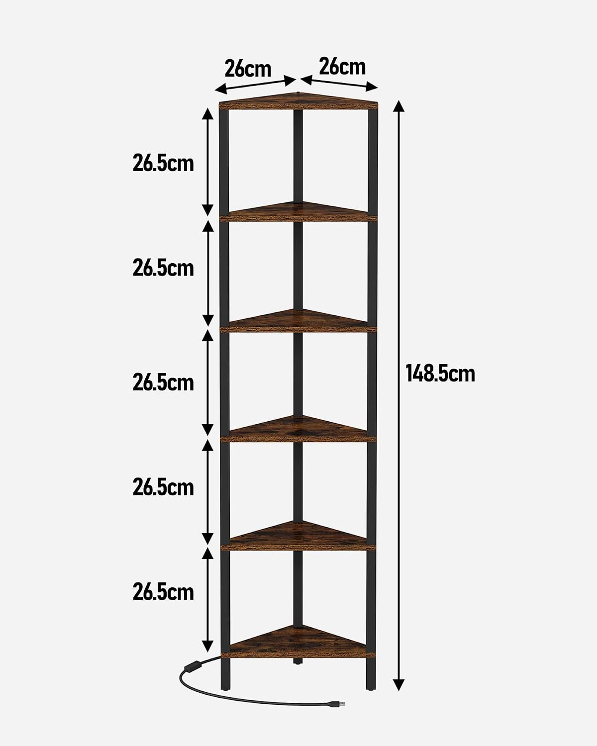 Detalle 2 de TUTOTAK Corner Shelf with LED Light 6-Tier