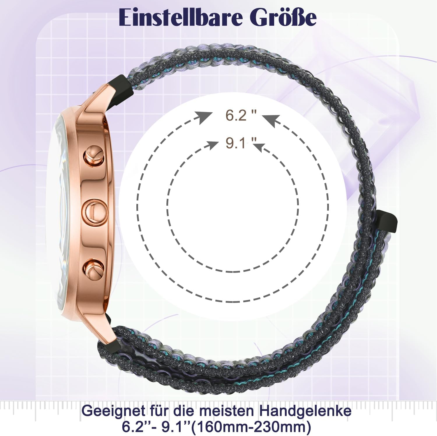 Thumbnail 3 de Vodtian 18 mm Nylon Armband mit Schnellverschluss – kompatibel mit Garmin Venu 2S/3S, Vivoactive 4S & mehr