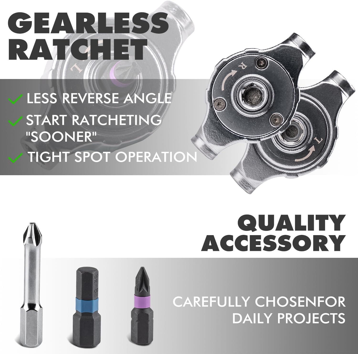 Detalle de VMAN RS40 Ratchet Screwdriver Set with S2 Steel Bits and Flexible Shaft