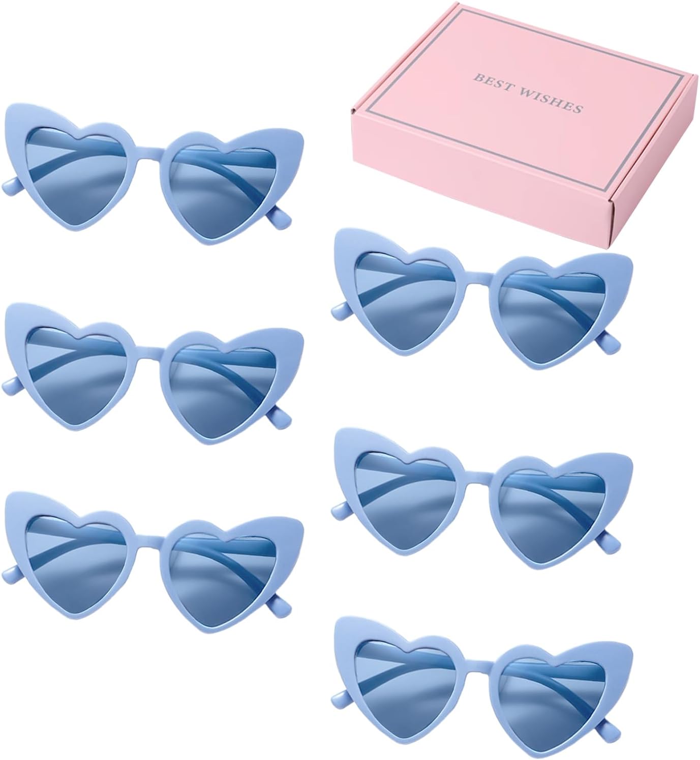 Thumbnail 3 de OWITER 6 Pack Bride Heart Shaped Sunglasses – White Heart Sunglasses for Women