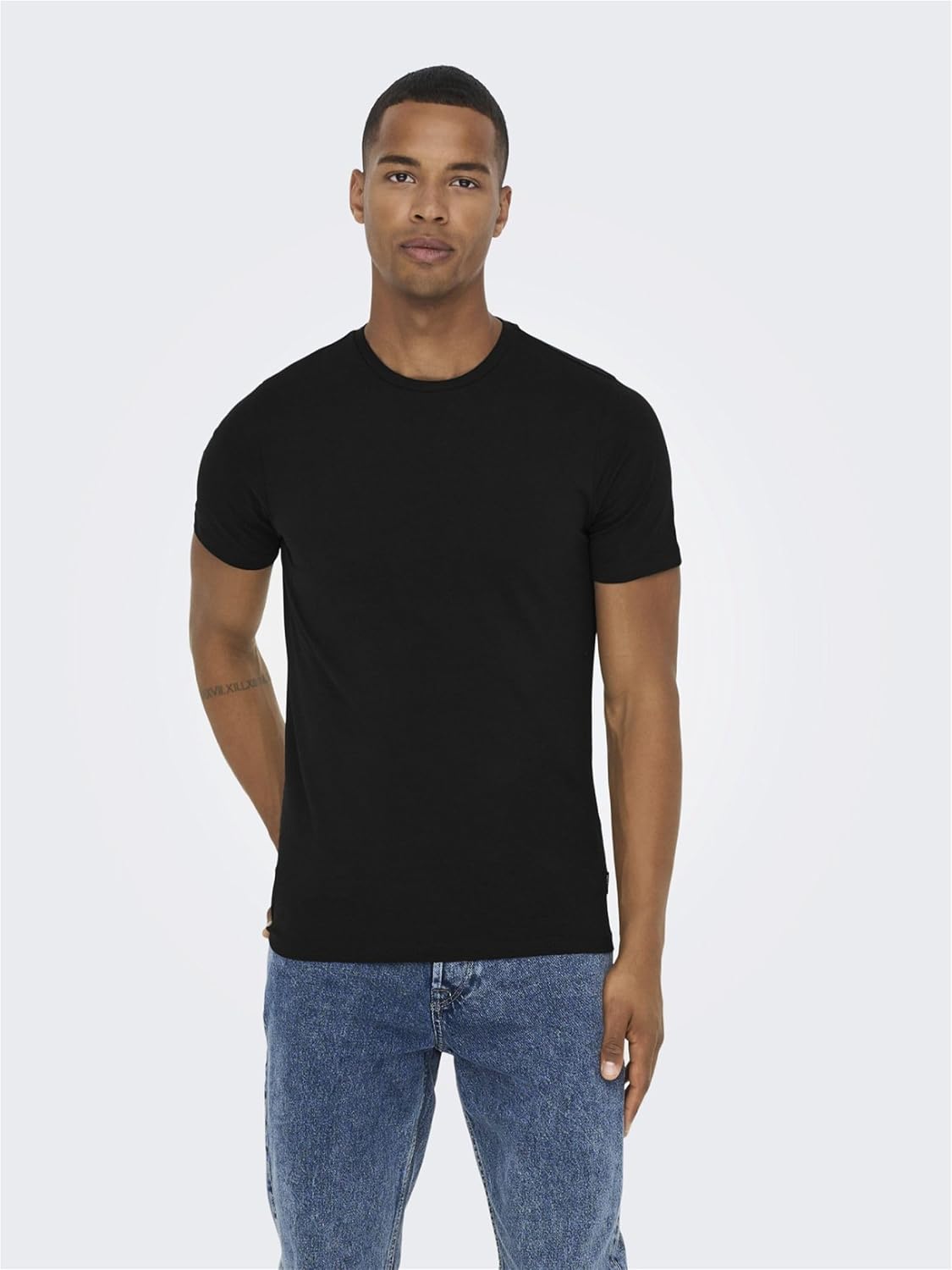Detalle de Only & Sons ONSBASIC 2-Pack T-Shirt – Slim Fit, 95% Baumwolle, 5% Elasthan