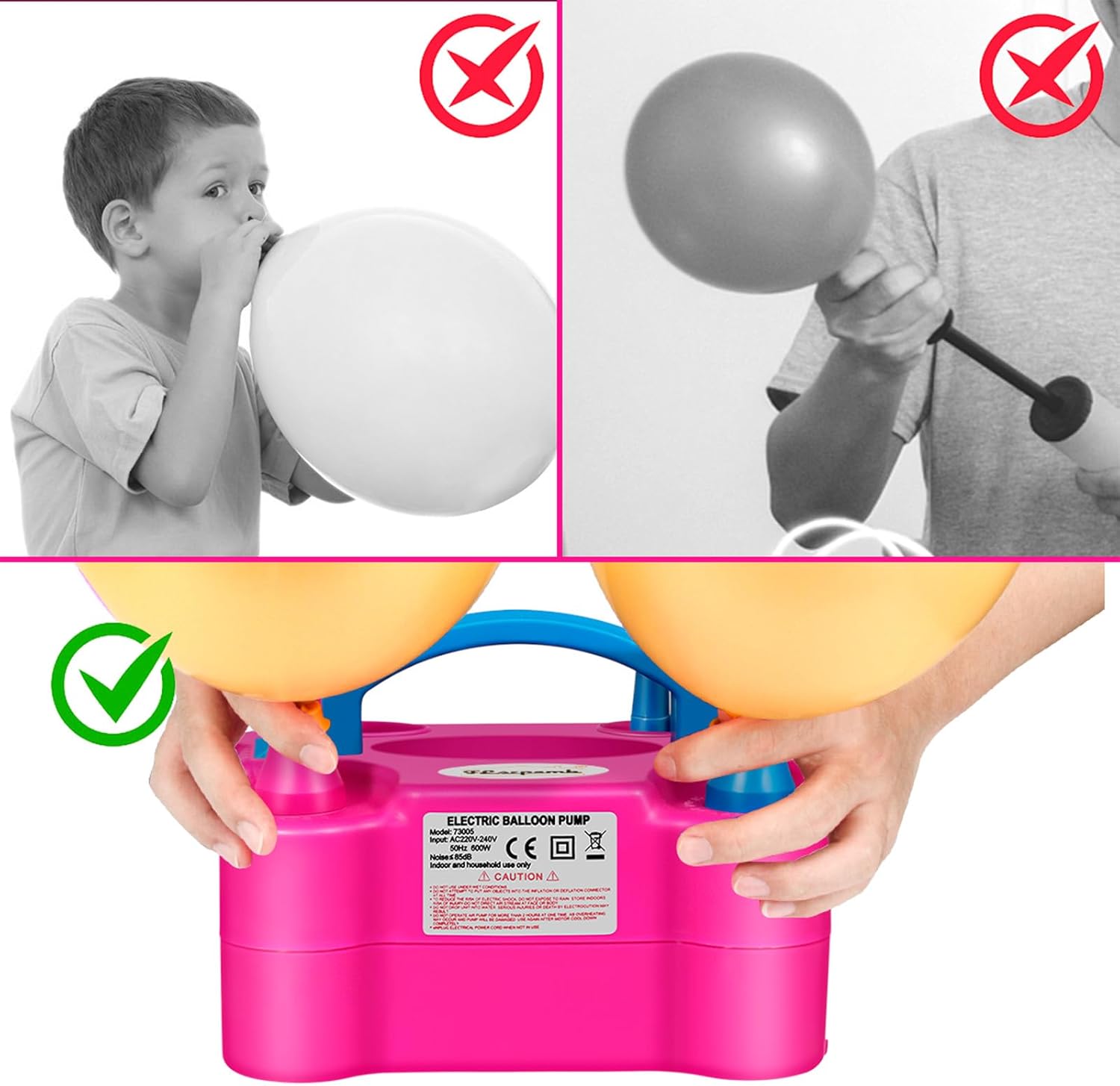 Thumbnail 6 de FLSEPAMB Pompe à Ballons électrique 600W — Gonfleur portable avec 2 buses et 2 modes
