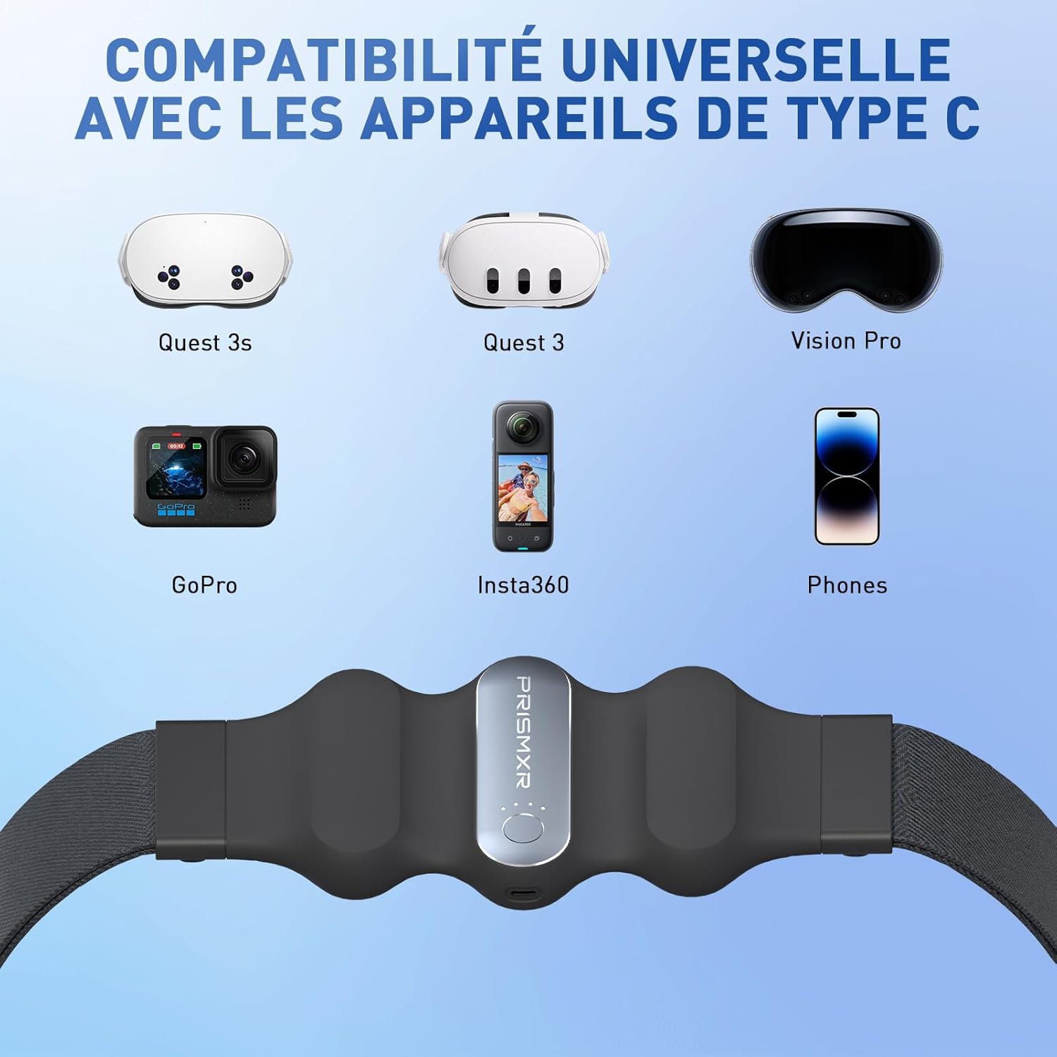 Thumbnail 4 de PRISMXR Batterie 10 000 mAh Carina W1 (USB-C) – charge rapide 30W pour Meta Quest 3S/3/2 et autres appareils