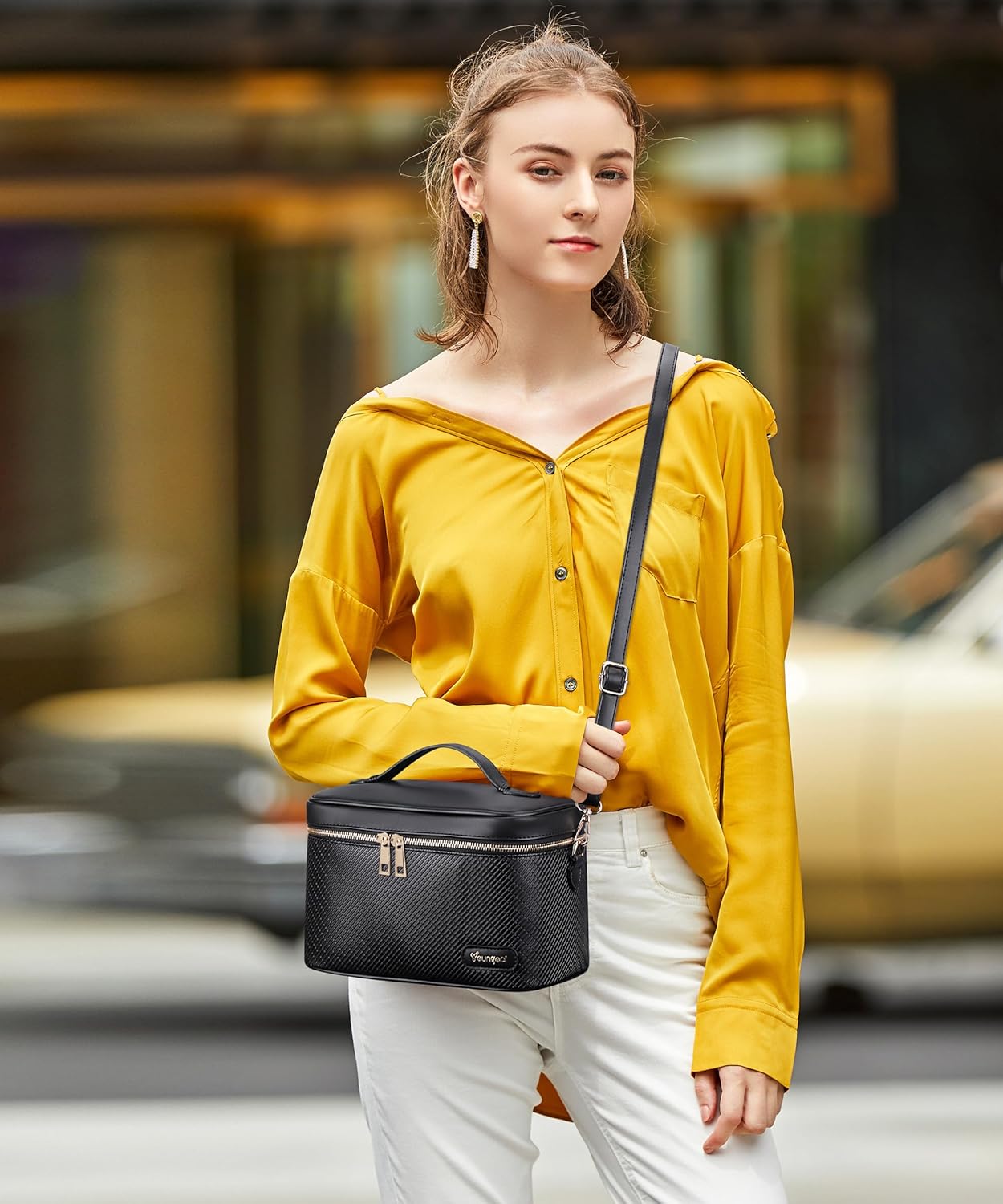 Thumbnail 1 de Youngoa Large Makeup Bag for Women waterproof PU leather cosmetic bag with divider ⌛