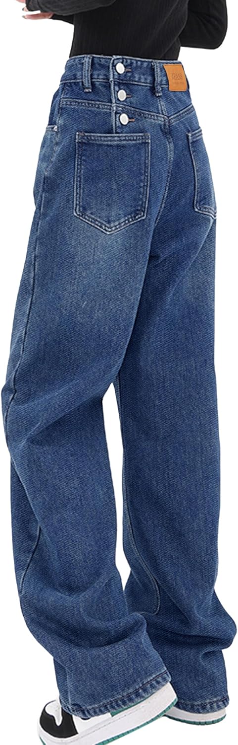 Thumbnail 5 de EMMIOL Women Baggy Jeans Mid-Low Waist Boyfriend Streetwear Vintage Jeans Wide Leg Denim Pants
