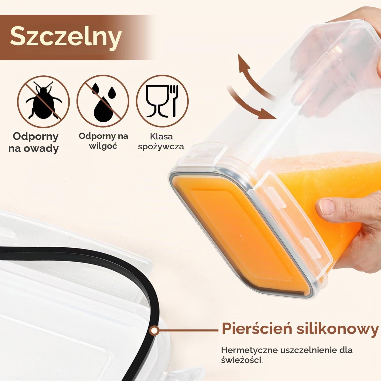 Detalle de ComSaf – hermetyczne pojemniki na żywność 0,8, 1,4 i 2 l, zestaw 3 sztuk
