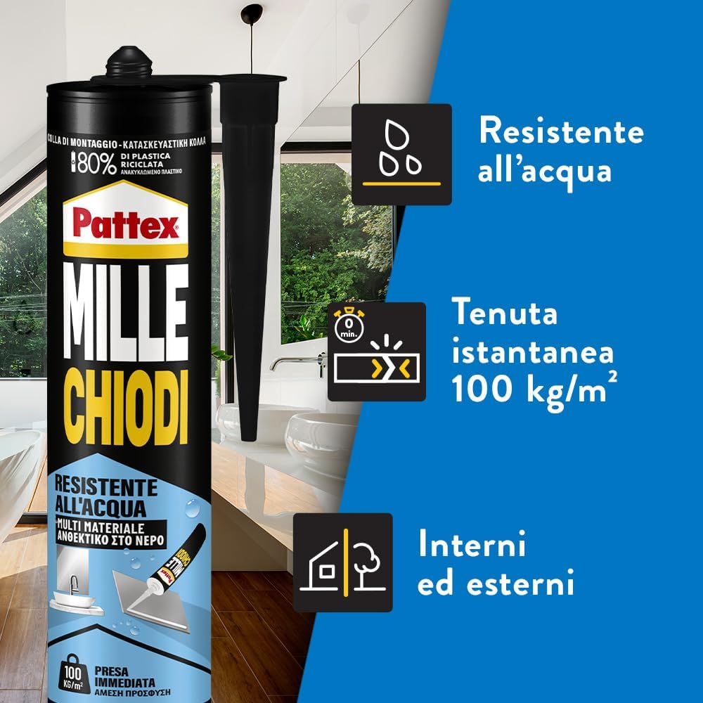 Thumbnail 2 de Pattex Millechiodi Esterni & Interni – Adesivo extra forte 450 g (1 cartuccia) per montaggi interni ed esterni