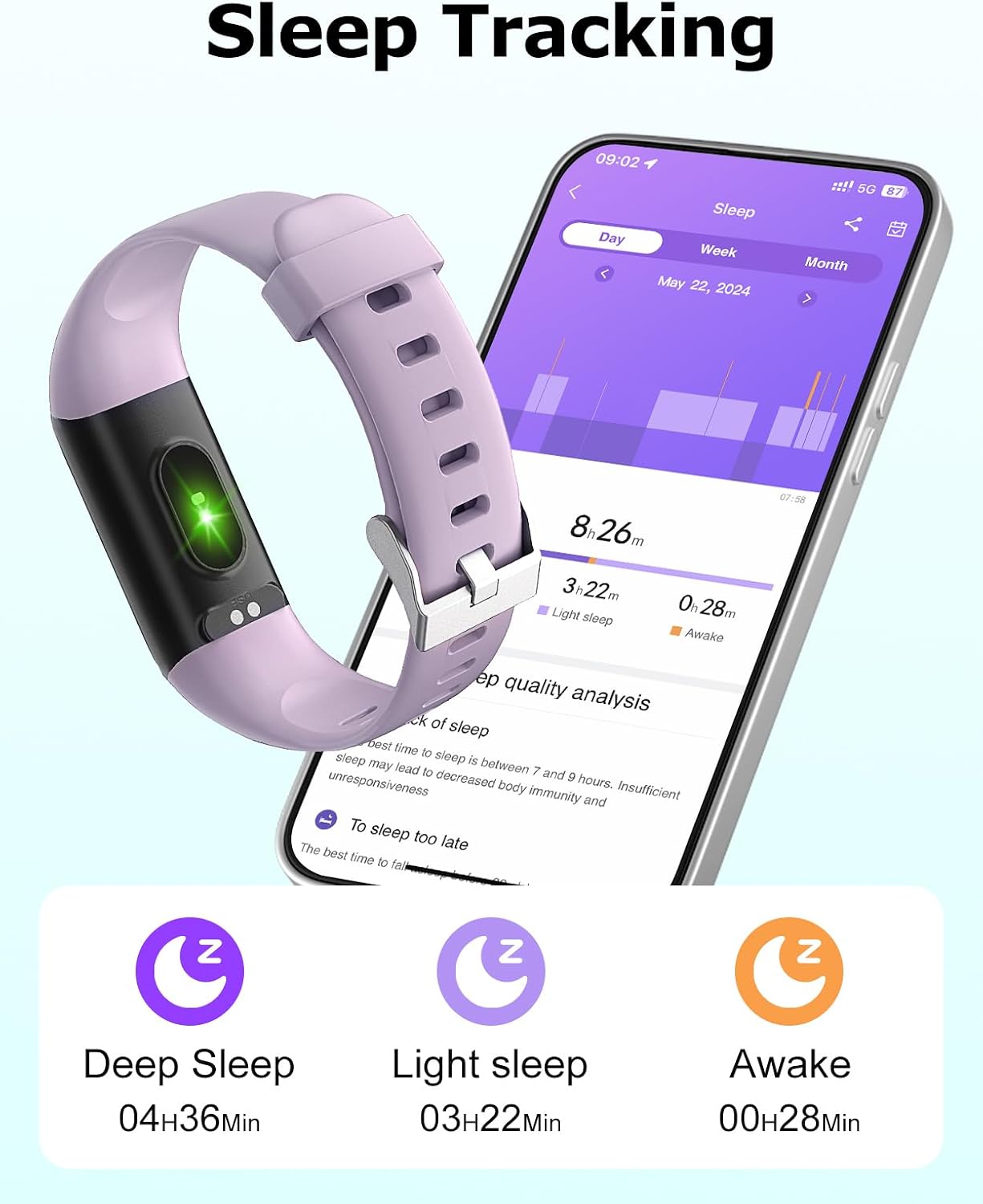 Detalle 2 de Cloudpoem Fitness Watch with Heart Rate and Sleep Monitoring