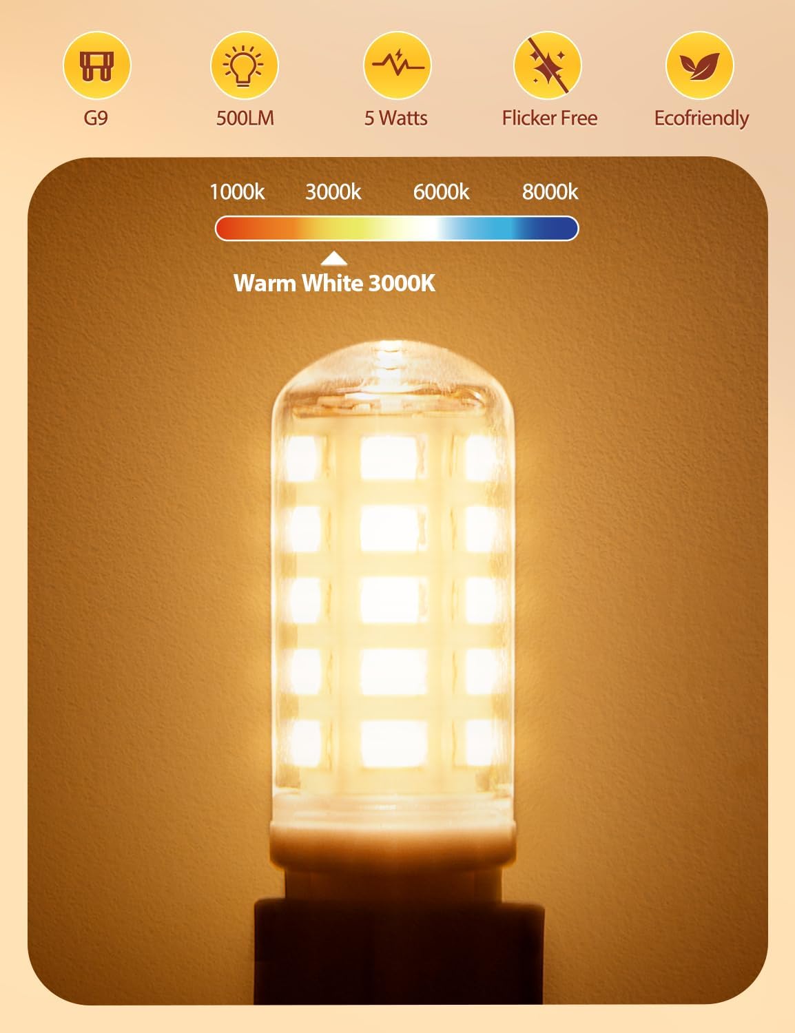 Thumbnail 3 de G9 LED Bulbs 5W 3000K Warm White, 5pcs