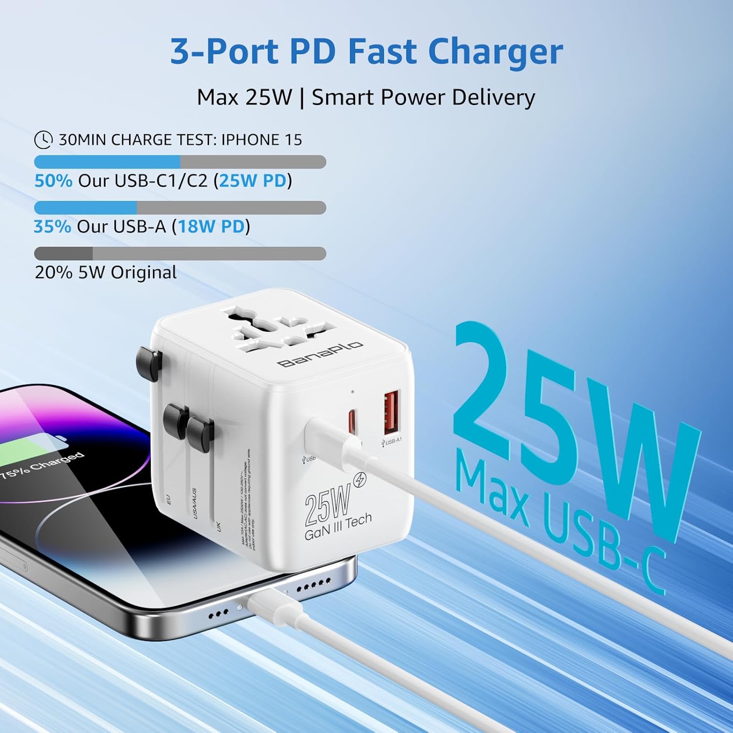 Thumbnail 1 de Universal Travel Adapter 25W with PD
