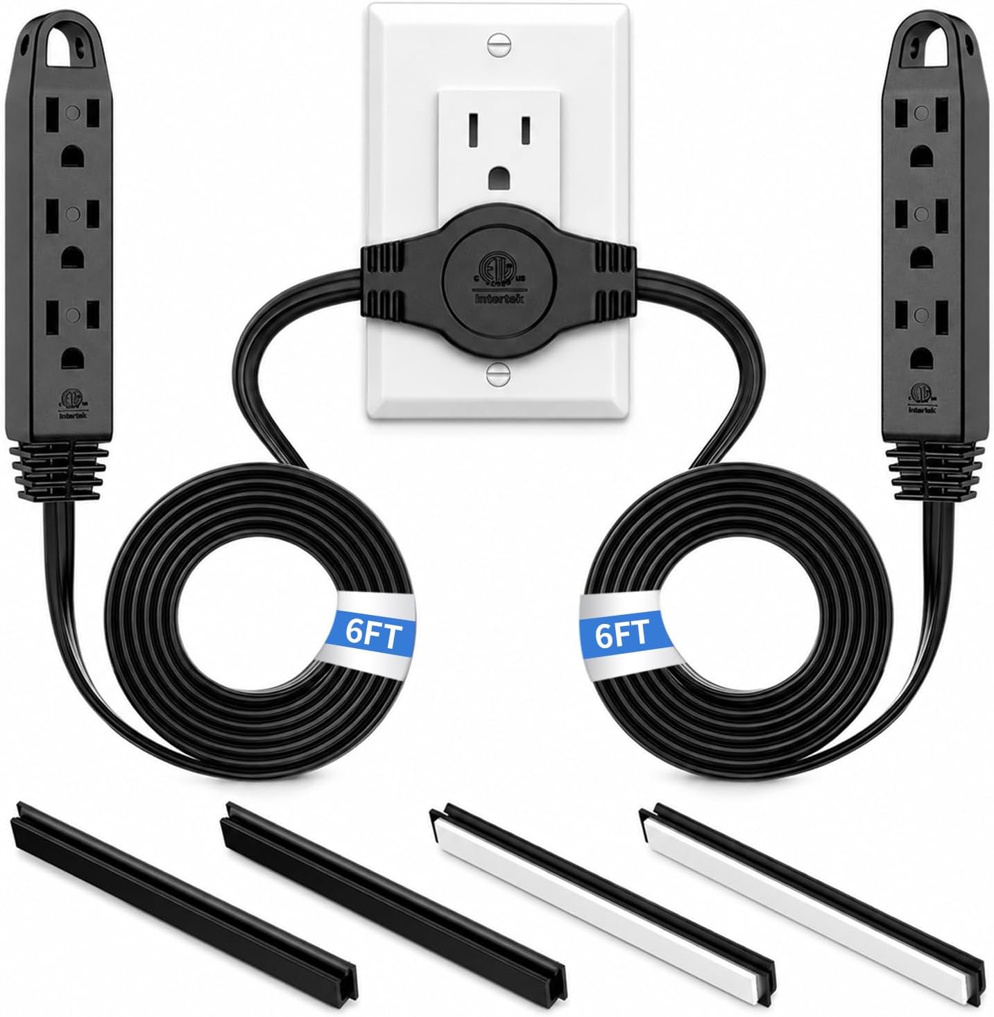 Detalle de K KASONIC FL-110B 12-Foot Twin Extension Cord, 6 Grounded Outlets