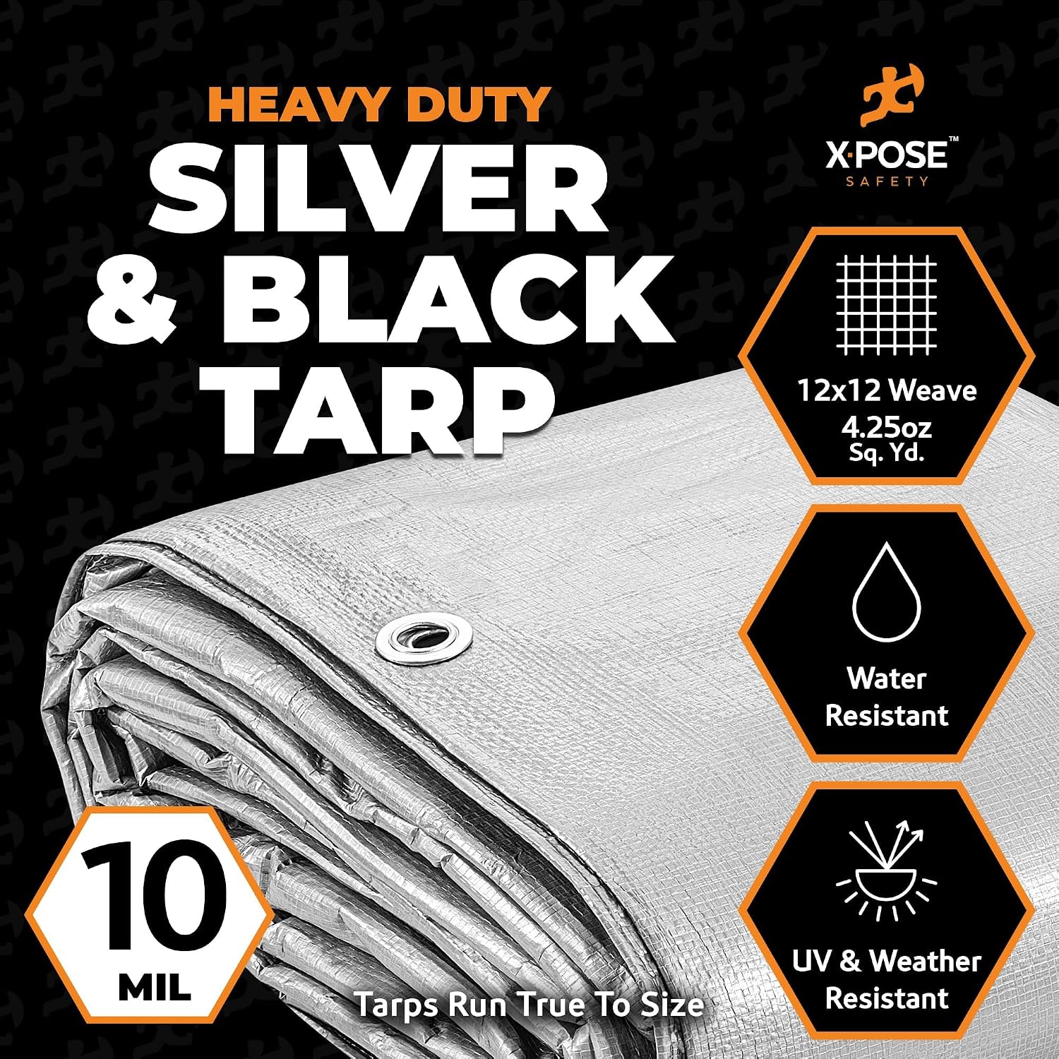 Thumbnail 2 de Heavy Duty Poly Tarp - 30' x 50' - 10 Mil Waterproof Protective Cover by Xpose Safety