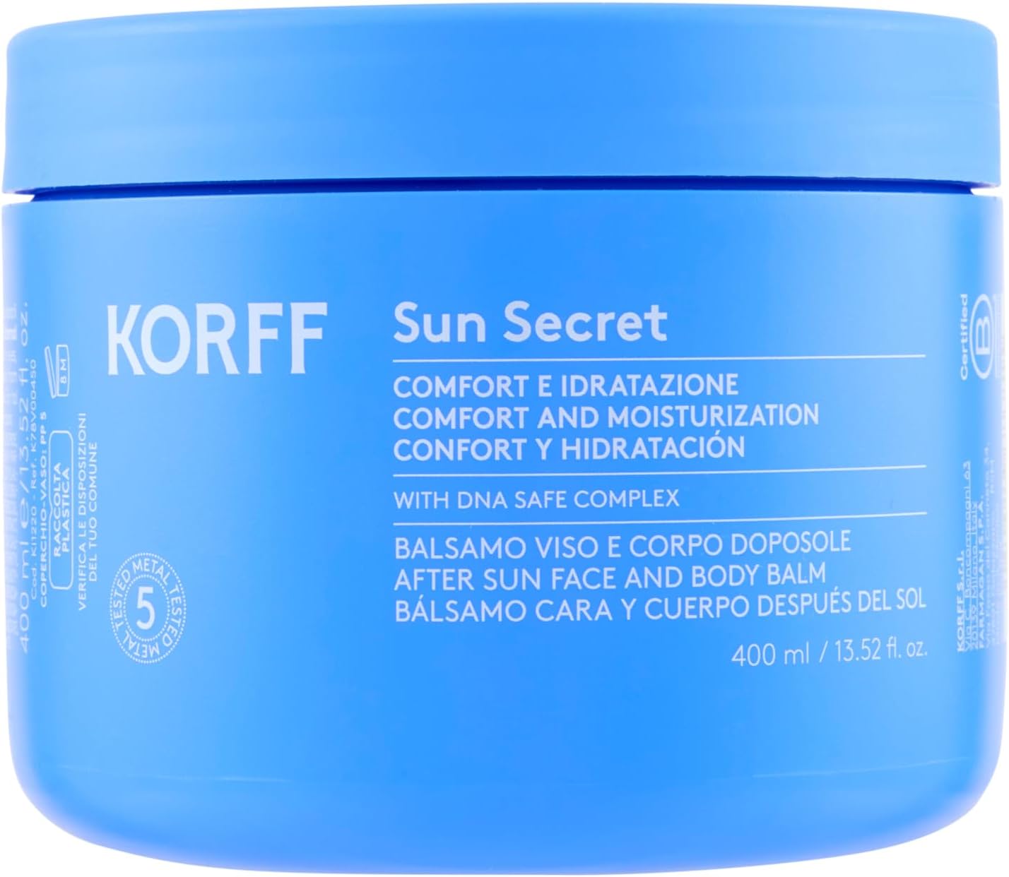 Detalle de Korff Sun Secret Balsamo Doposole Idratante Lenitivo con DNA-Safe Complex (400 ml)