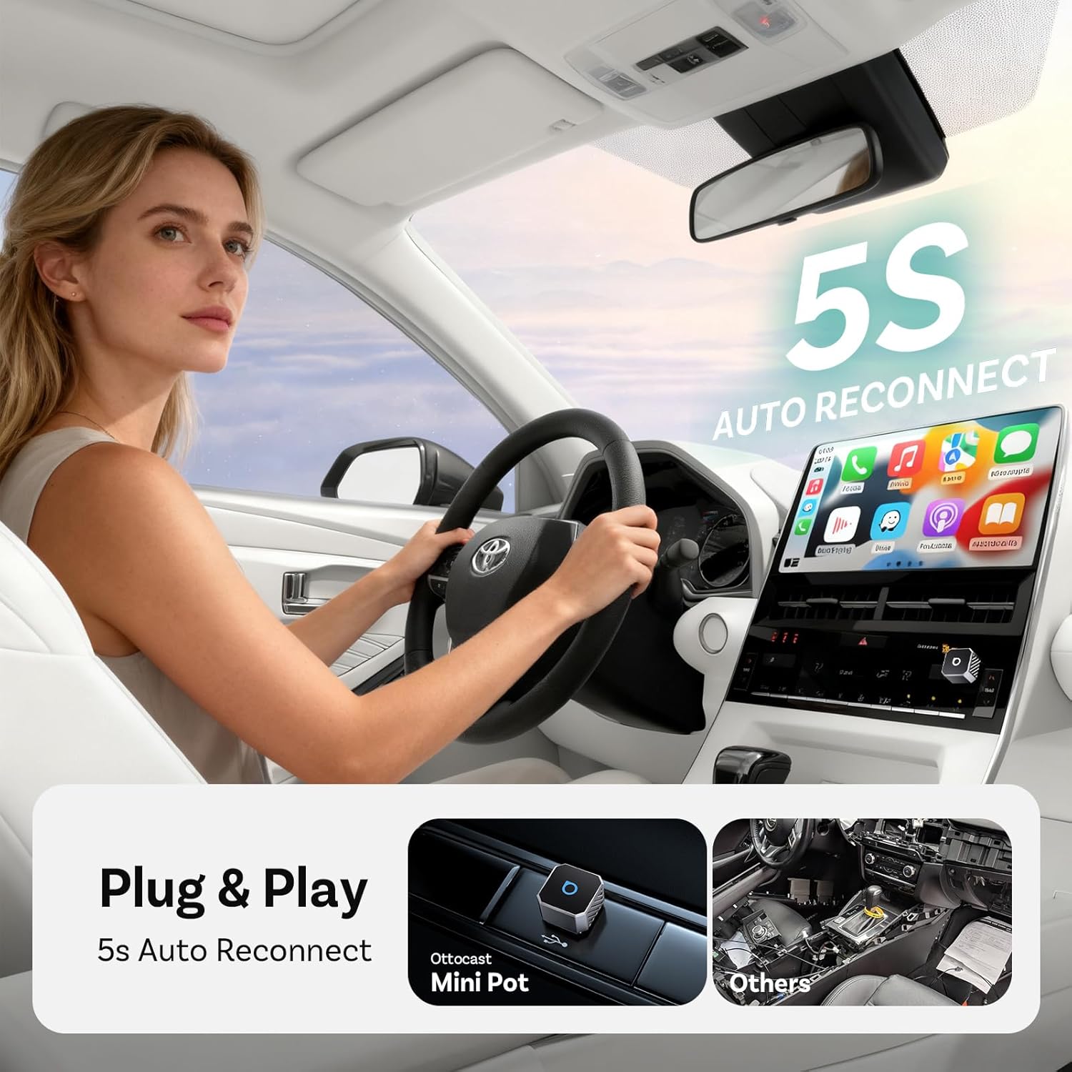 Thumbnail 5 de OTTOCAST Mini 3.0 (Pot) 2025 Wireless CarPlay & Android Auto Adapter