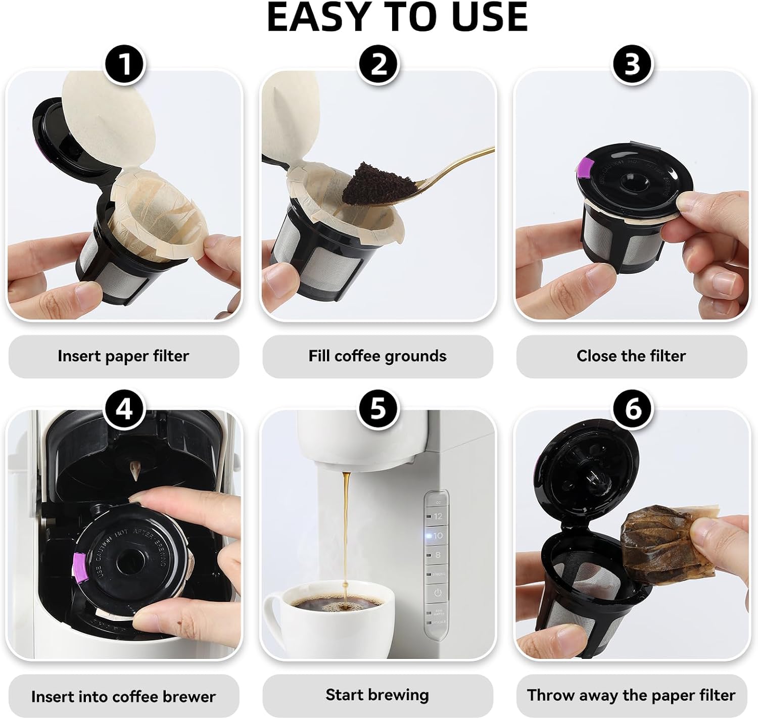 Detalle 1 de Fanativita KCUPFILTER-LID K-Cup Coffee Filters with Lids, Unbleached, 300 Count