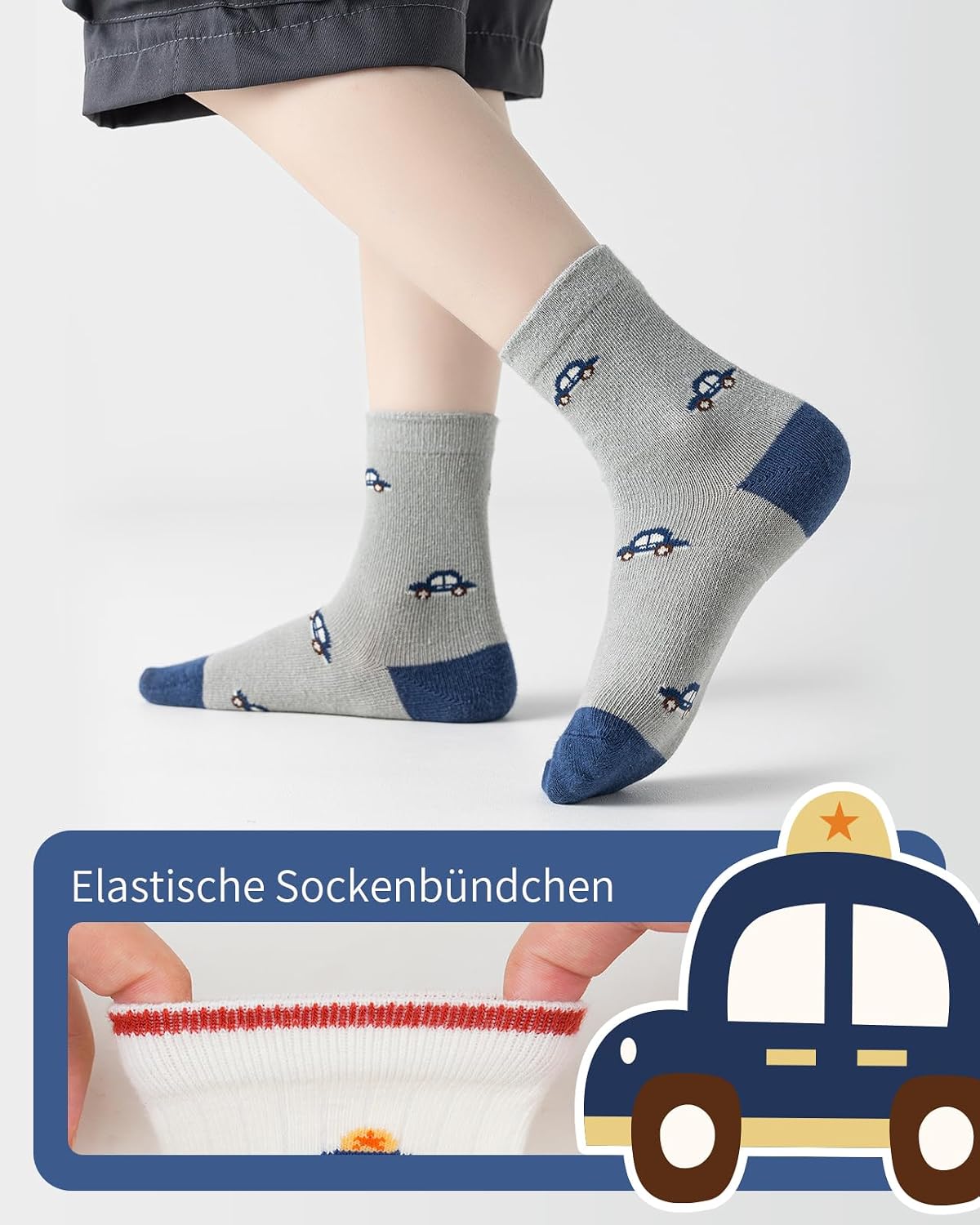 Detalle de Kyopp 10/5 Paar Kinder-Socken (Mädchen & Jungen) – Funny Animals, Crew Socks aus Baumwolle