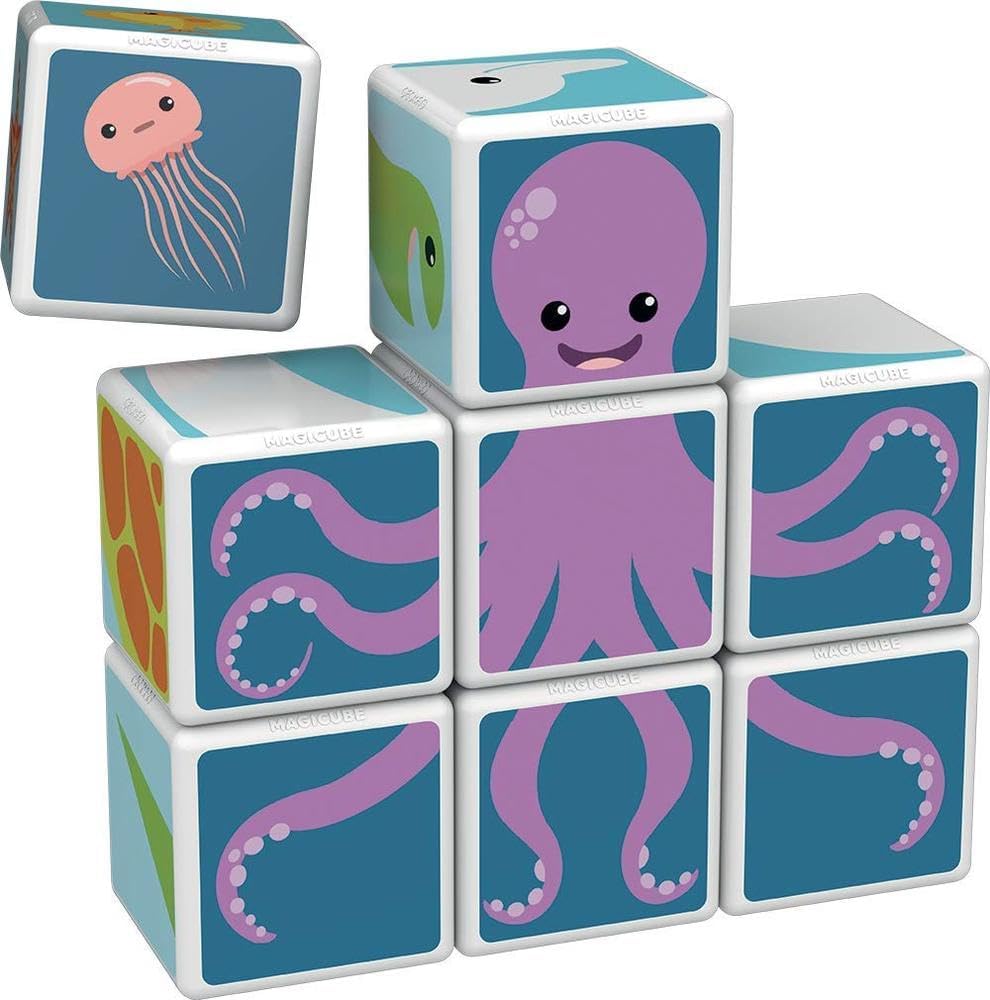 Detalle de Geomag Magicube Sea Animals: gioco di costruzione magnetico con 8 cubi