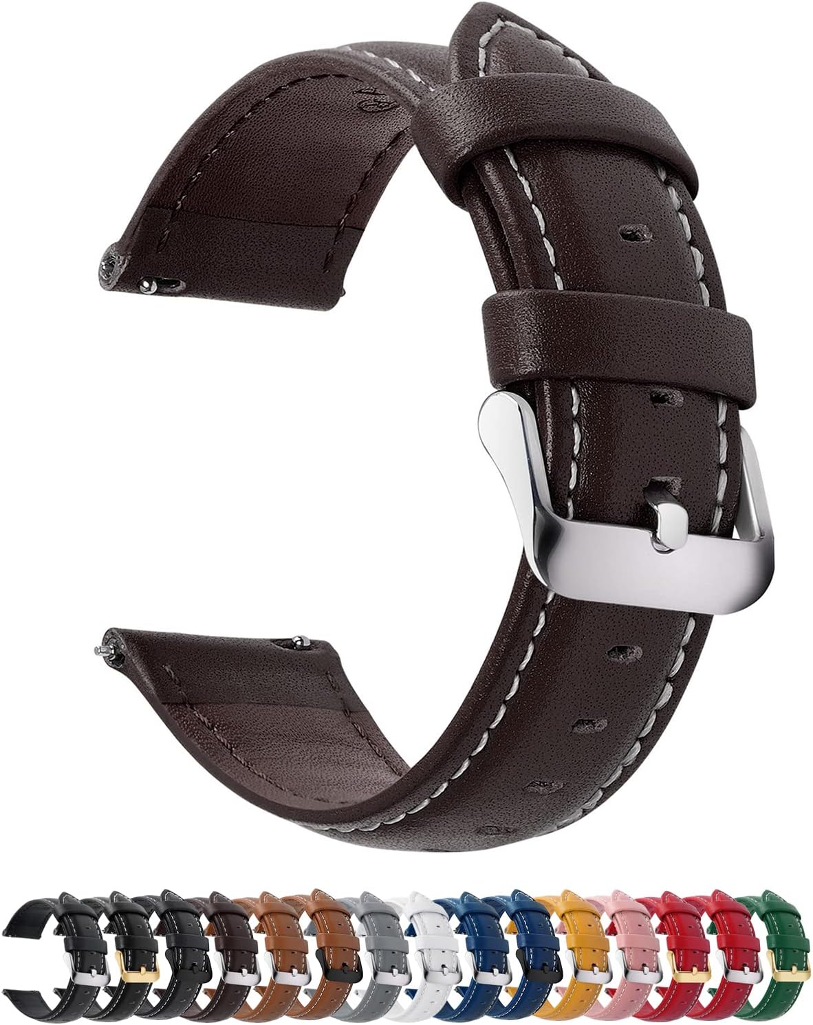 Thumbnail 6 de Fullmosa 22mm Leder-Uhrband Schwarz