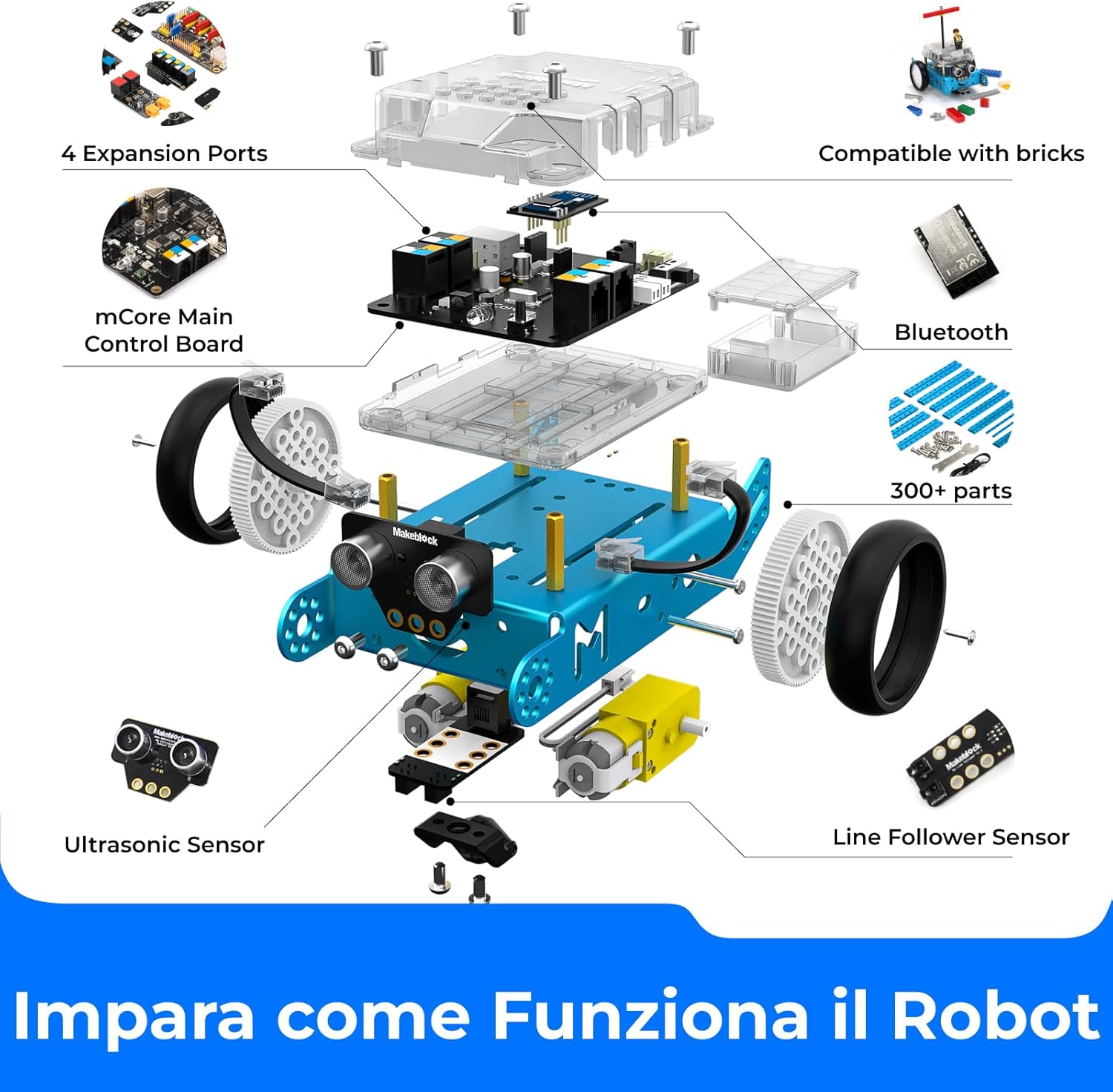Thumbnail 2 de Makeblock mBot robot programmabile STEM con Scratch/Arduino, blu
