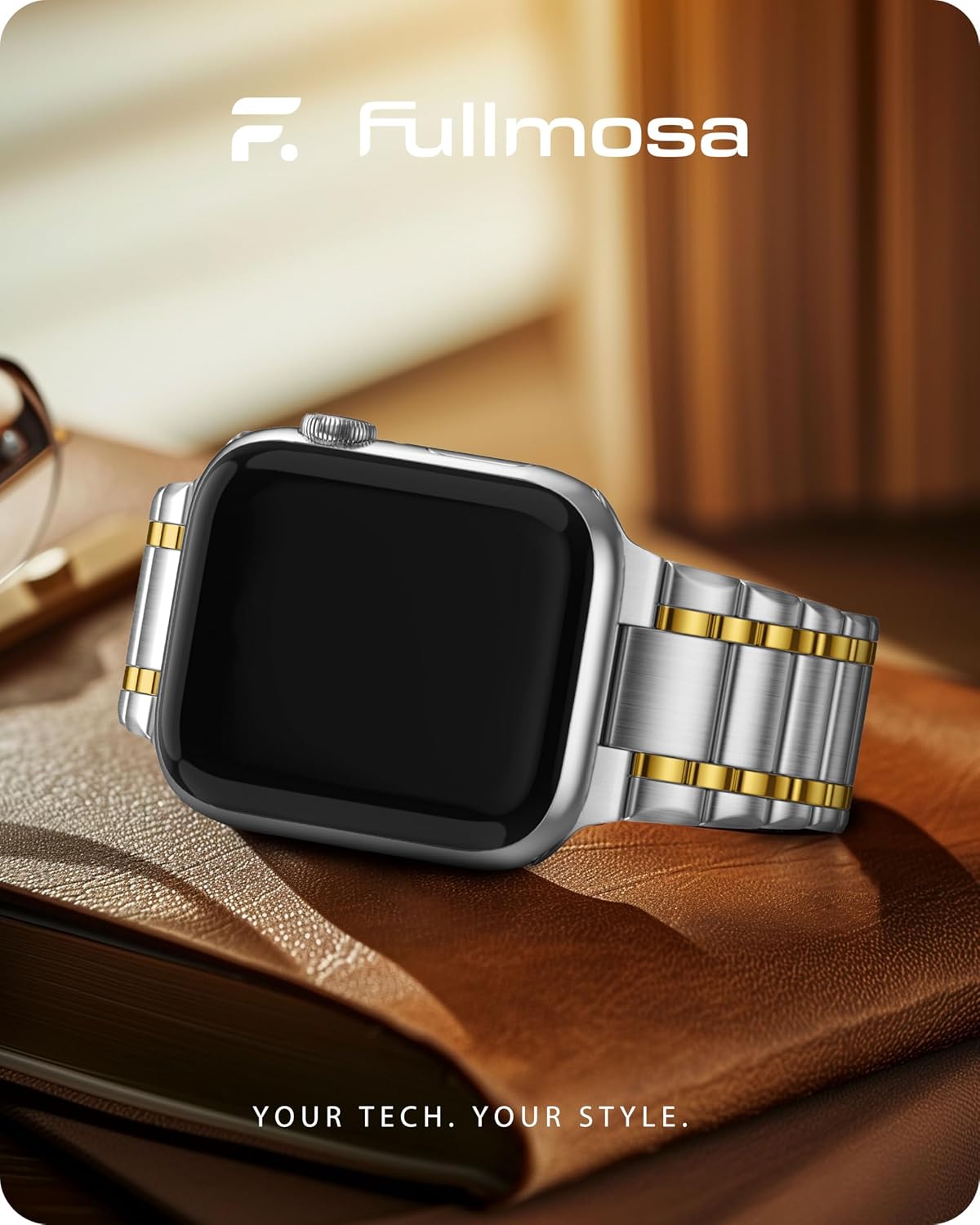 Detalle de Fullmosa Stainless Steel Apple Watch Strap — 38–49mm multi-size replacement band for Apple Watch