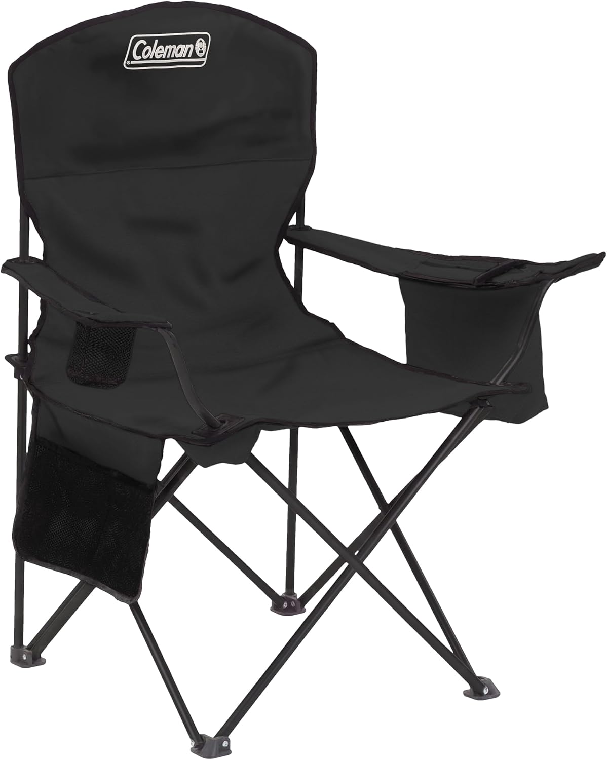 Coleman Portable Camping Chair with 4-Can Cooler, Cushioned Seat & Back