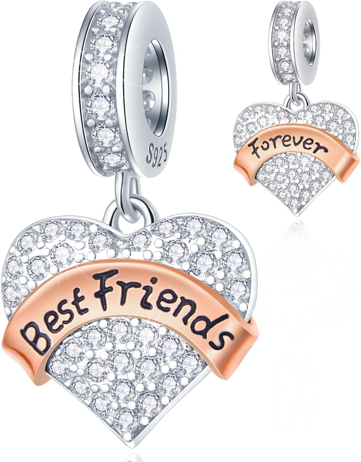 Detalle de Family Charms 925 Sterling Silver Heart Pendant for European Bracelets