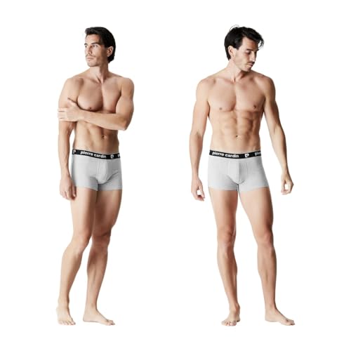 Detalle 1 de Pierre Cardin Underwear Boxer Homme Coton – Lot de 4, Natural et hypoallergénique (T. L) en Gris/Bleu/Noir