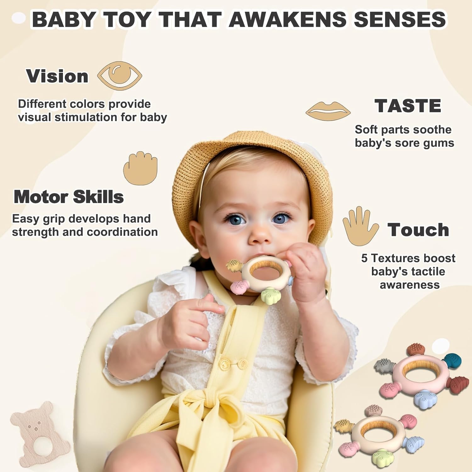 Thumbnail 1 de Silicone Teething Ring Toys 2-pack for Babies