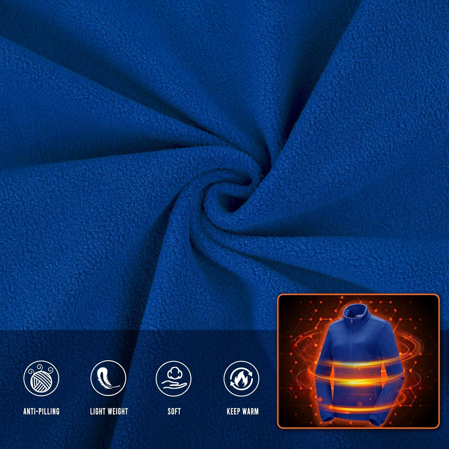 Thumbnail 4 de 33,000ft women’s microfleece full-zip jacket – lightweight warm travel coat