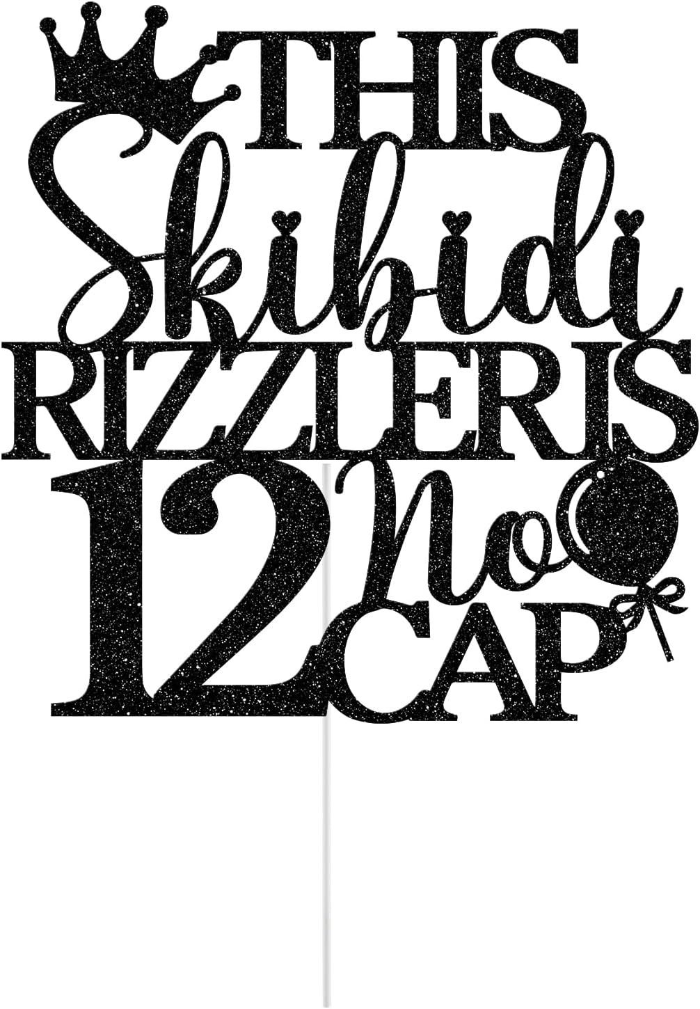 Detalle de 12th Birthday Cake Topper, Black Glitter