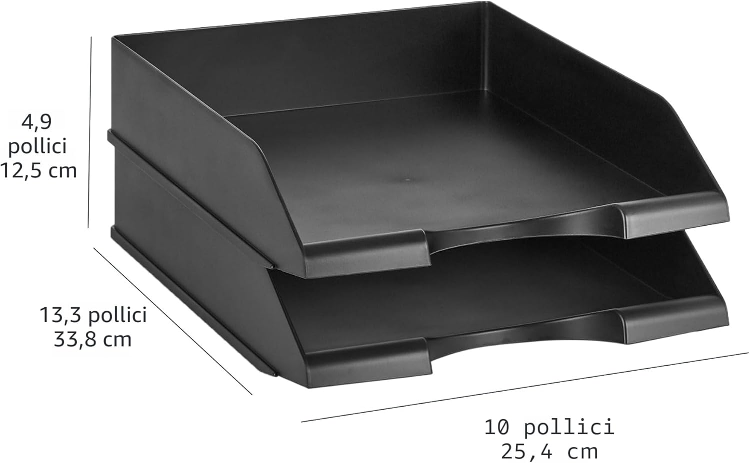Detalle de Amazon Basics Ripiano portacorrispondenza rettangolare da scrivania (confezione da 2), A4, nero