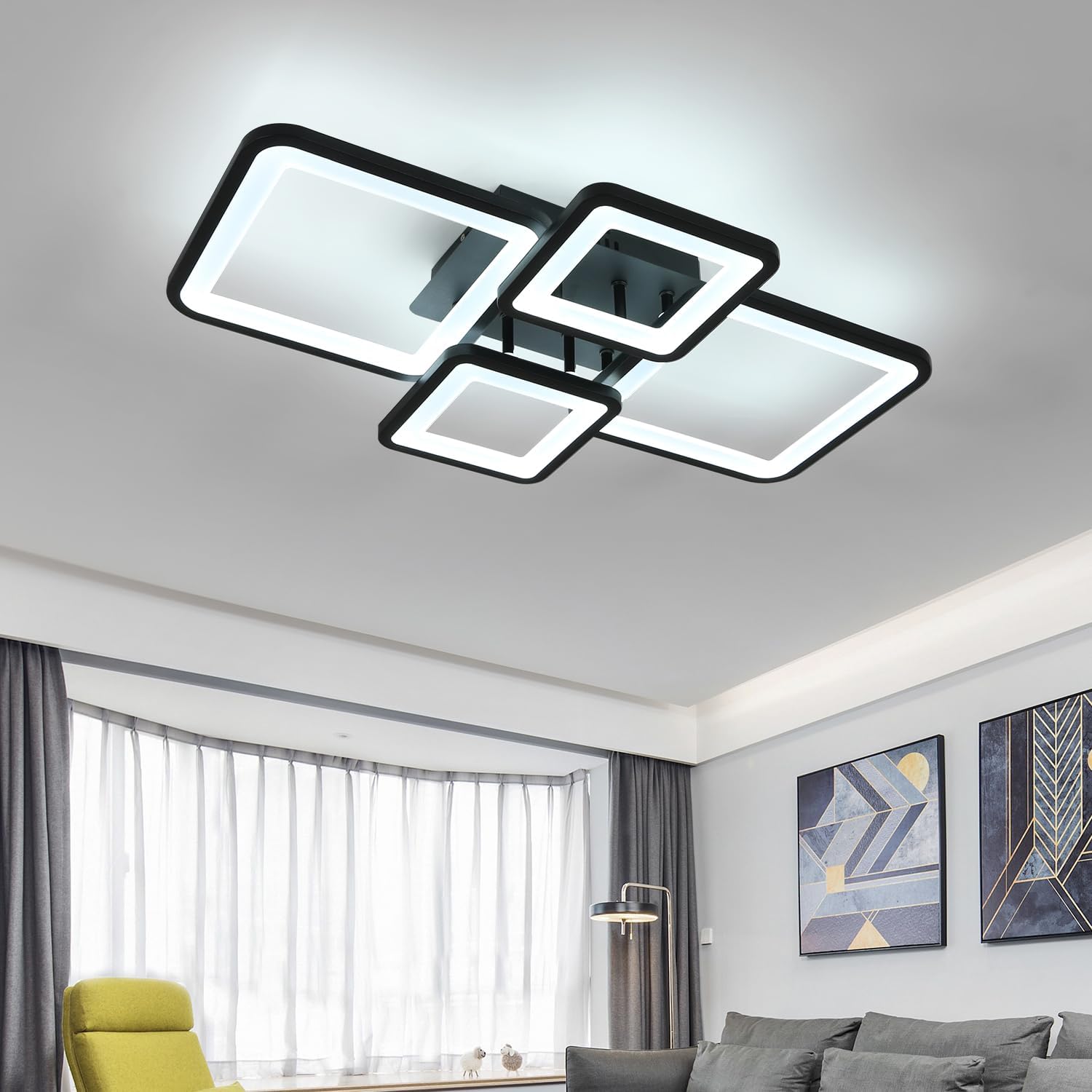 Thumbnail 2 de Comely lampa sufitowa LED 54 W, czarna, ściemniana, z pilotem