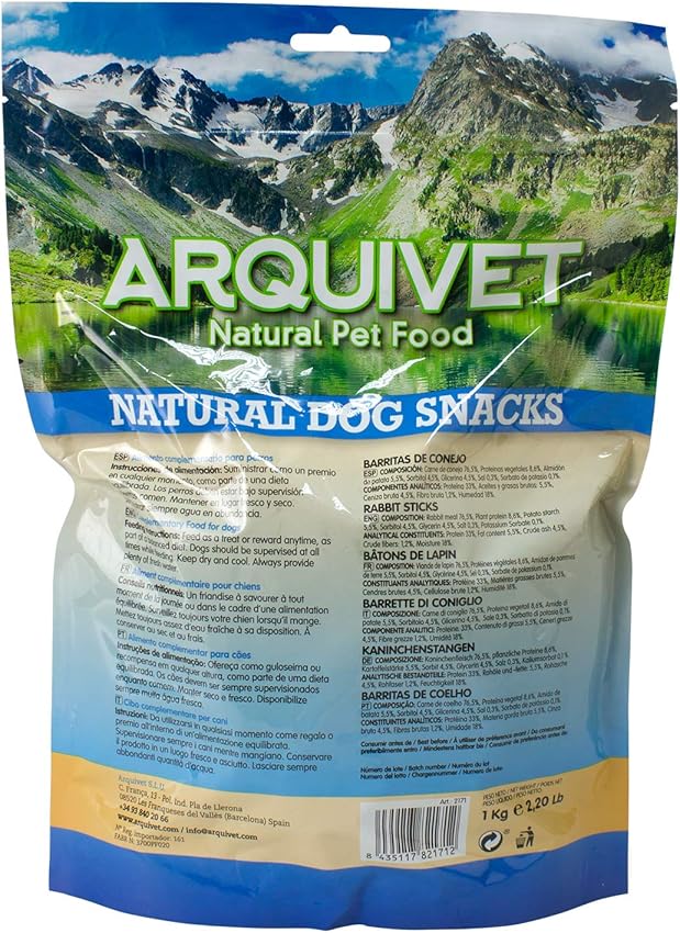 Detalle de Arquivet Barritas de Conejo 1 kg para perros