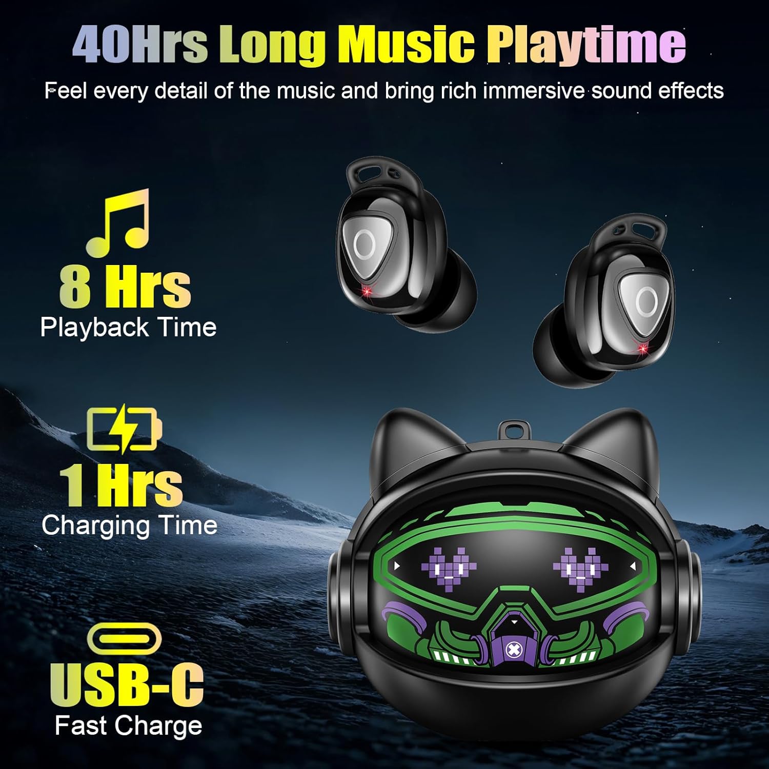 Detalle 2 de Bluetooth Kopfhörer In Ear – kabellos mit 5.4, ENC Noise Cancelling, IP7 Schutz und drehbarem Ladecase