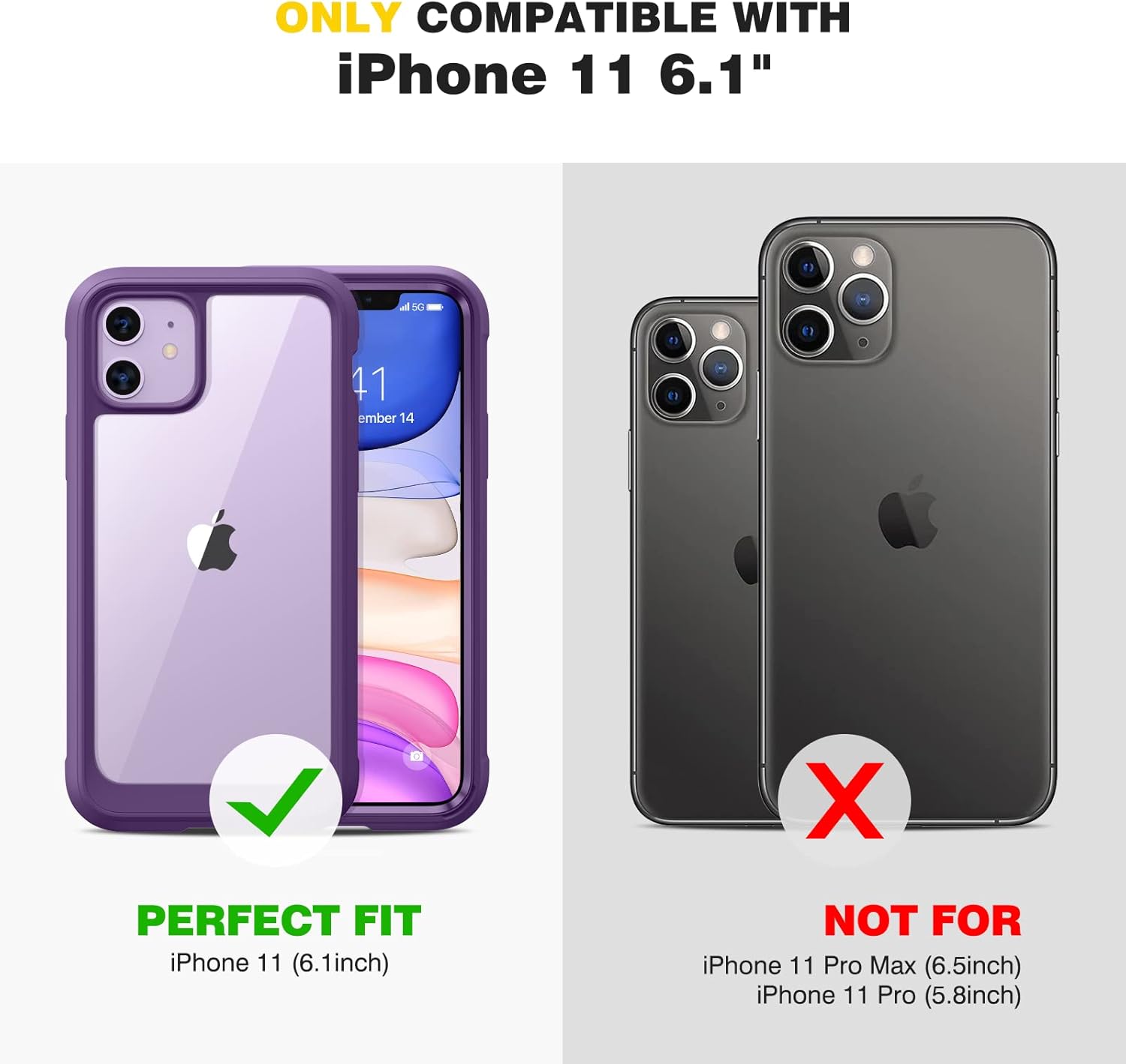 Detalle de Diaclara 360° Full Body Case with Built-in Screen Protector for iPhone 11 6.1 inch – Clear with Purple Accent