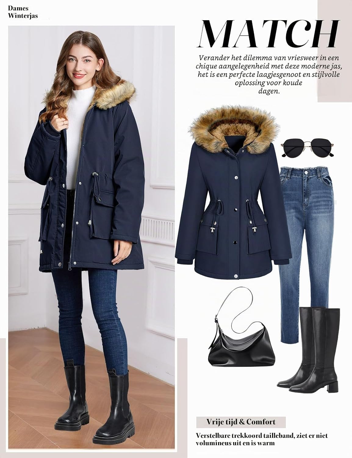 Detalle de Xnova NIC25032_MF dameswinterparka met fleecevoering en capuchon