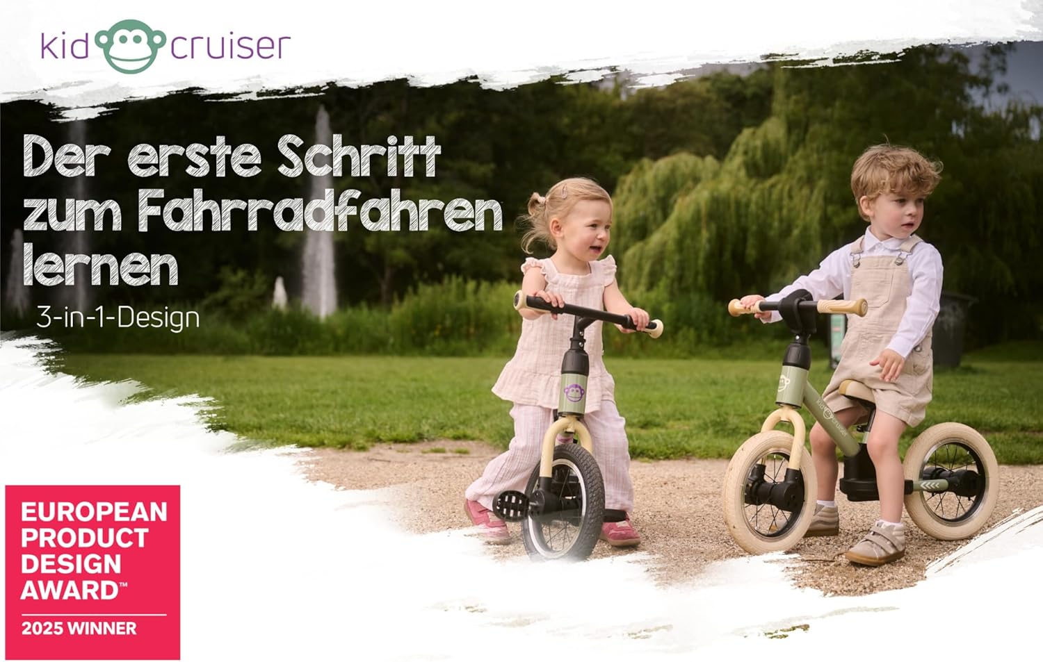 Detalle de Kidcruiser Pedalplay Laufrad ab 2 Jahre – 3‑in‑1 Lernrad mit LED Stützrädern und robustem Modulrahmen