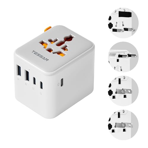 Detalle de TESSAN Adaptador universal de viaje con 3 USB-C, 2 USB-A y toma AC