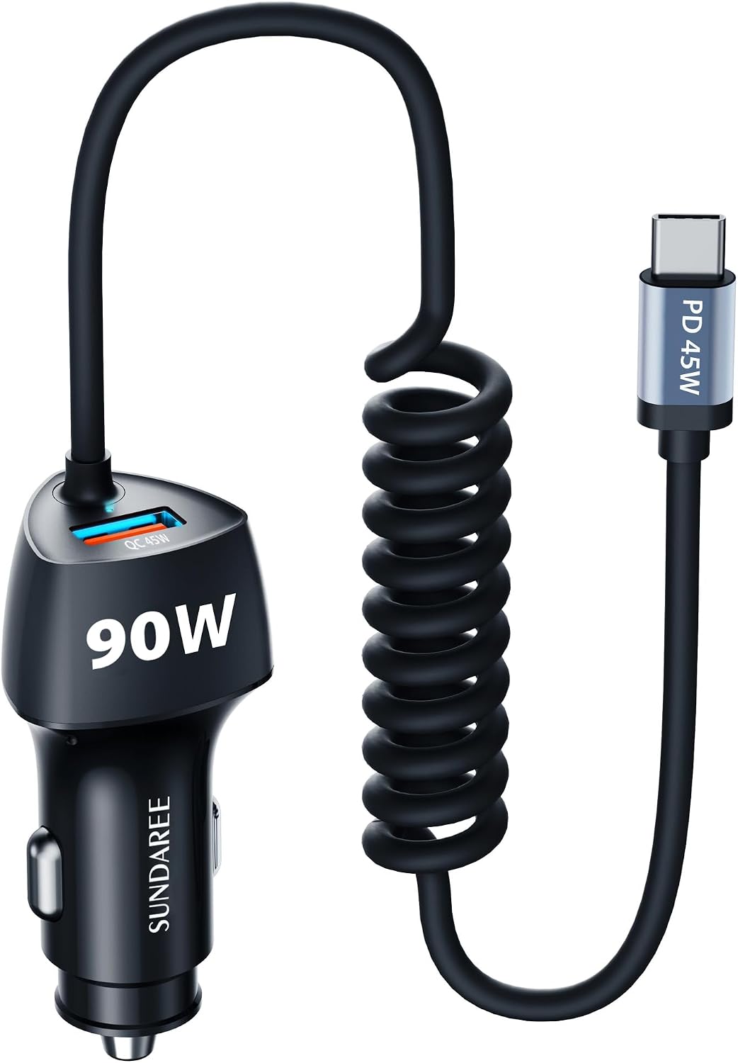 Detalle de SUNDAREE Auto-Ladegerät USB-C Kabel 90W – Schnellladen für 12V/24V Fahrzeuge