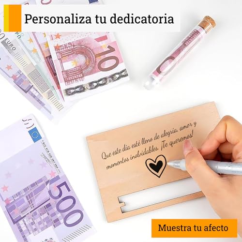 Thumbnail 3 de METACREART Regalo de graduación en madera con tarjeta para dinero y su tubo de cristal