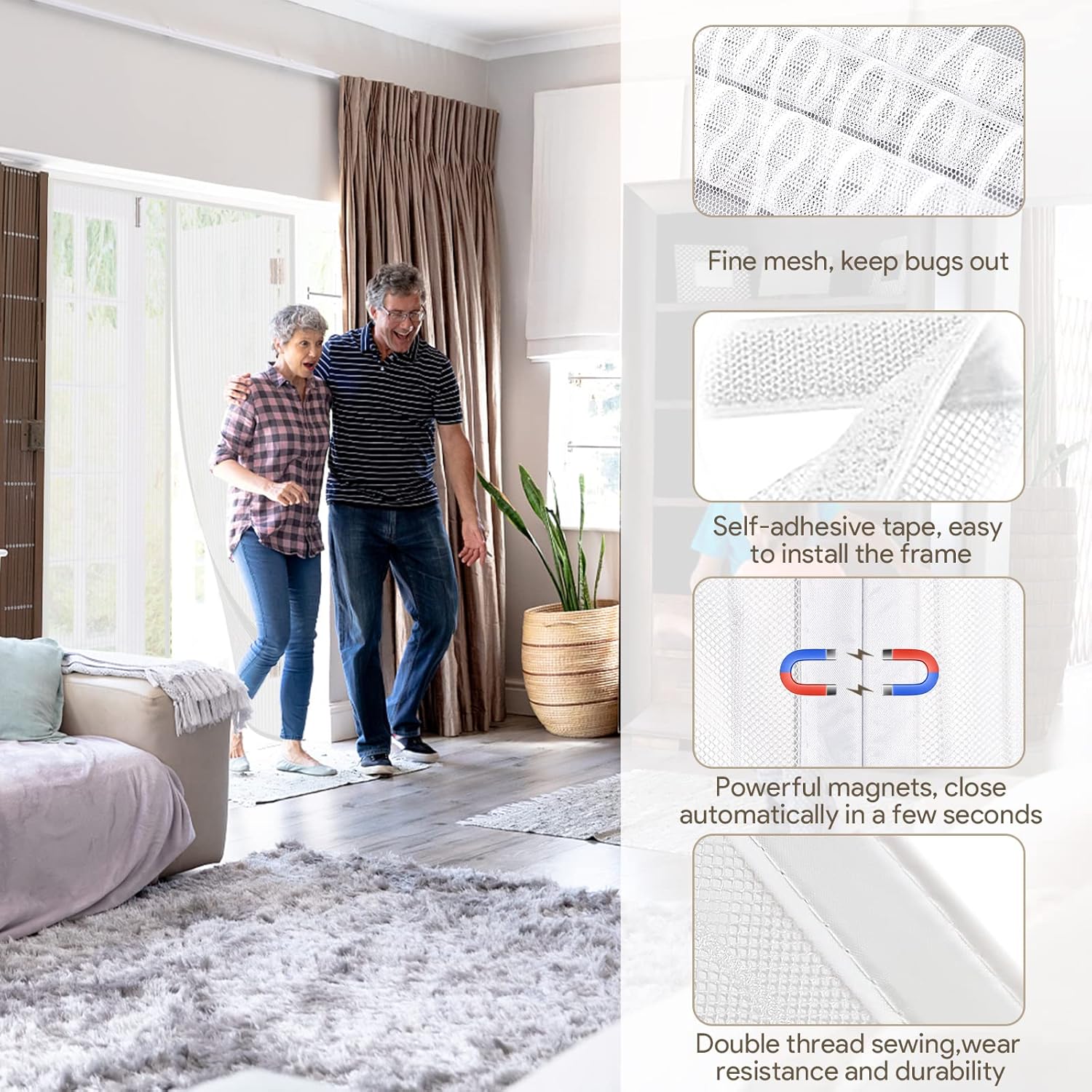 Thumbnail 2 de EGNBU Magnetic Fly Screen Door (90x210cm) – anti-mosquito magnetic fly curtain with automatic snap shut