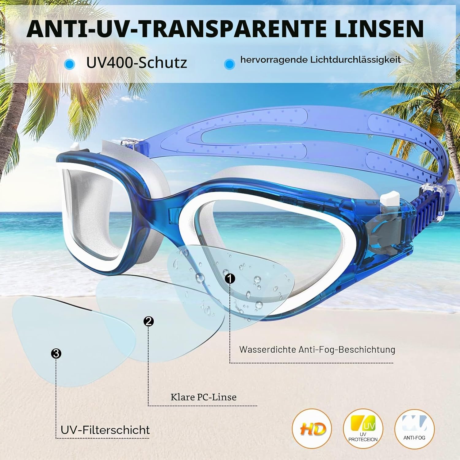 Thumbnail 1 de Winline Schwimmbrille Erwachsene Jugendliche – UV400-Schutz, Anti-Beschlag, klare Sicht und komfortabler Passform