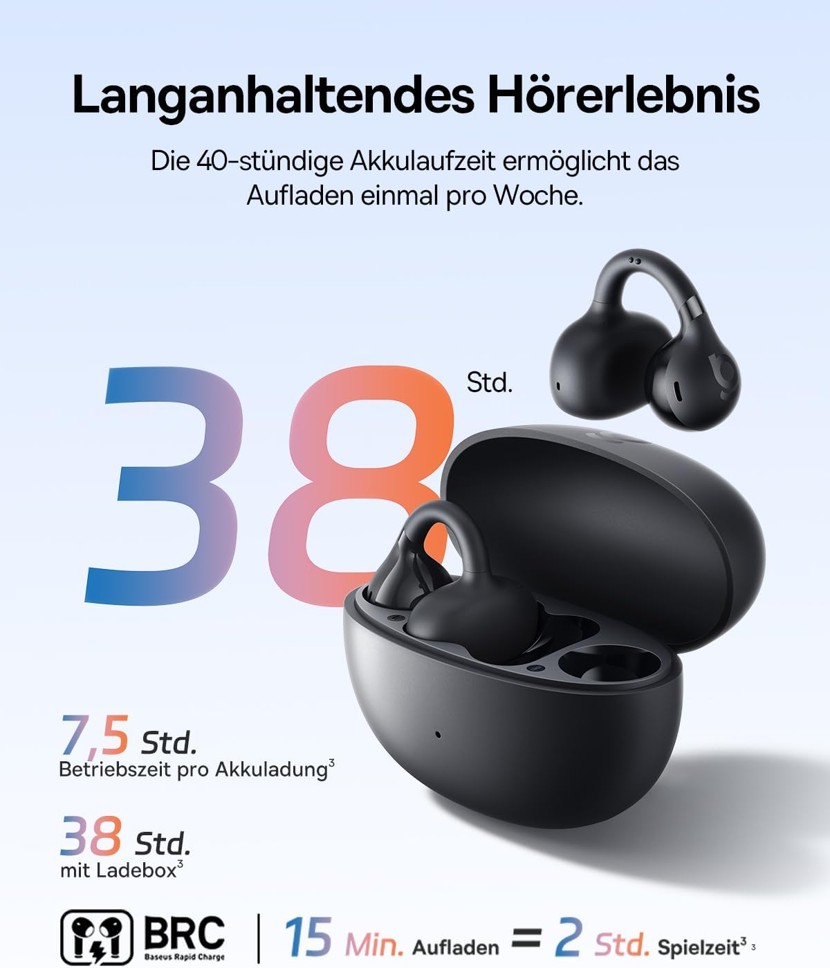 Thumbnail 5 de Baseus BC1 Open Ear Kopfhörer – komfortabler Offener Ring, KI-Bassverstärkung und 4-Mikrofon-Einsatz